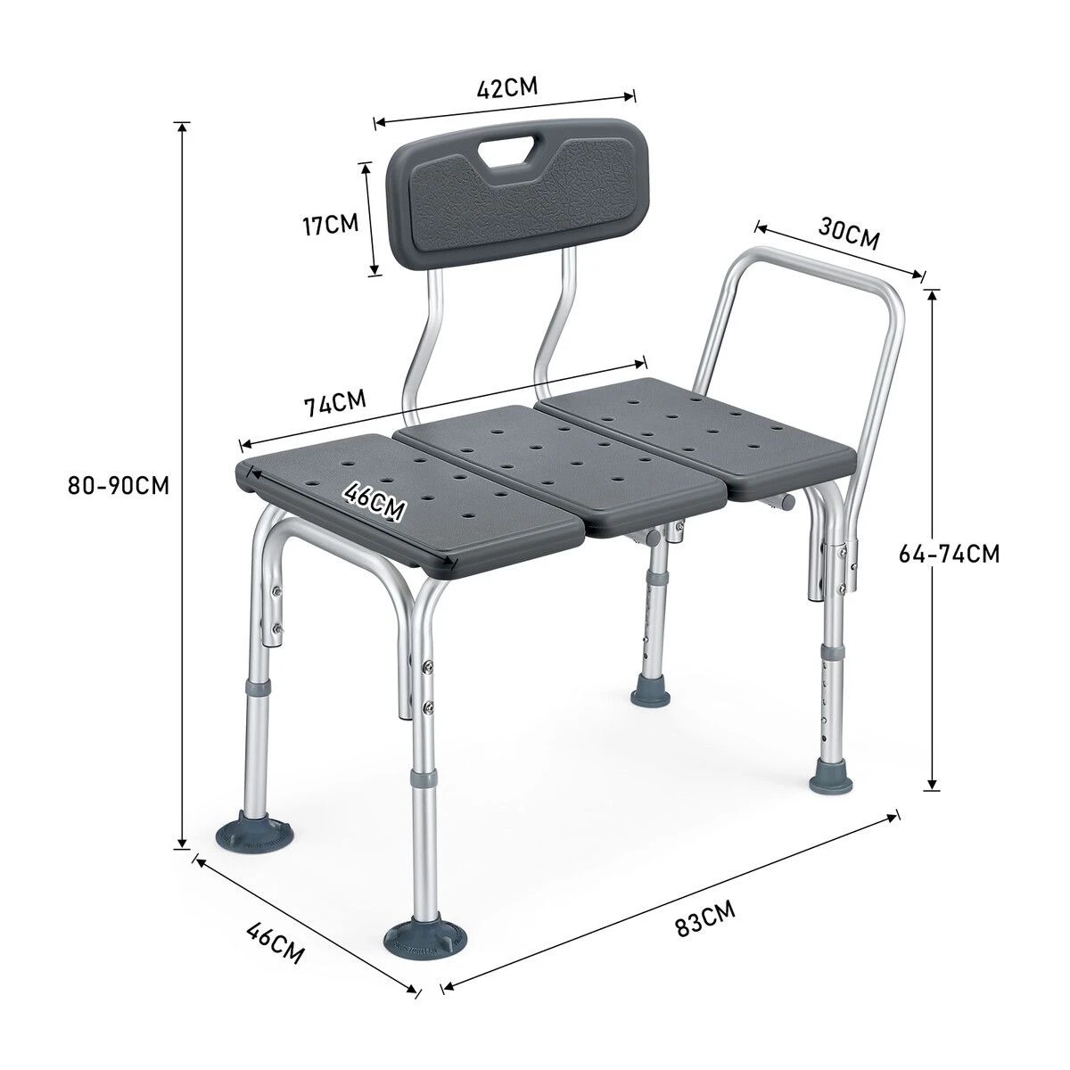 2 LUXSUITE Shower Chair Bath Seat Armrest Backrest Adjustable Bathtub Medical Transfer Bench Bathroom Elderly Disability, 2 of 4