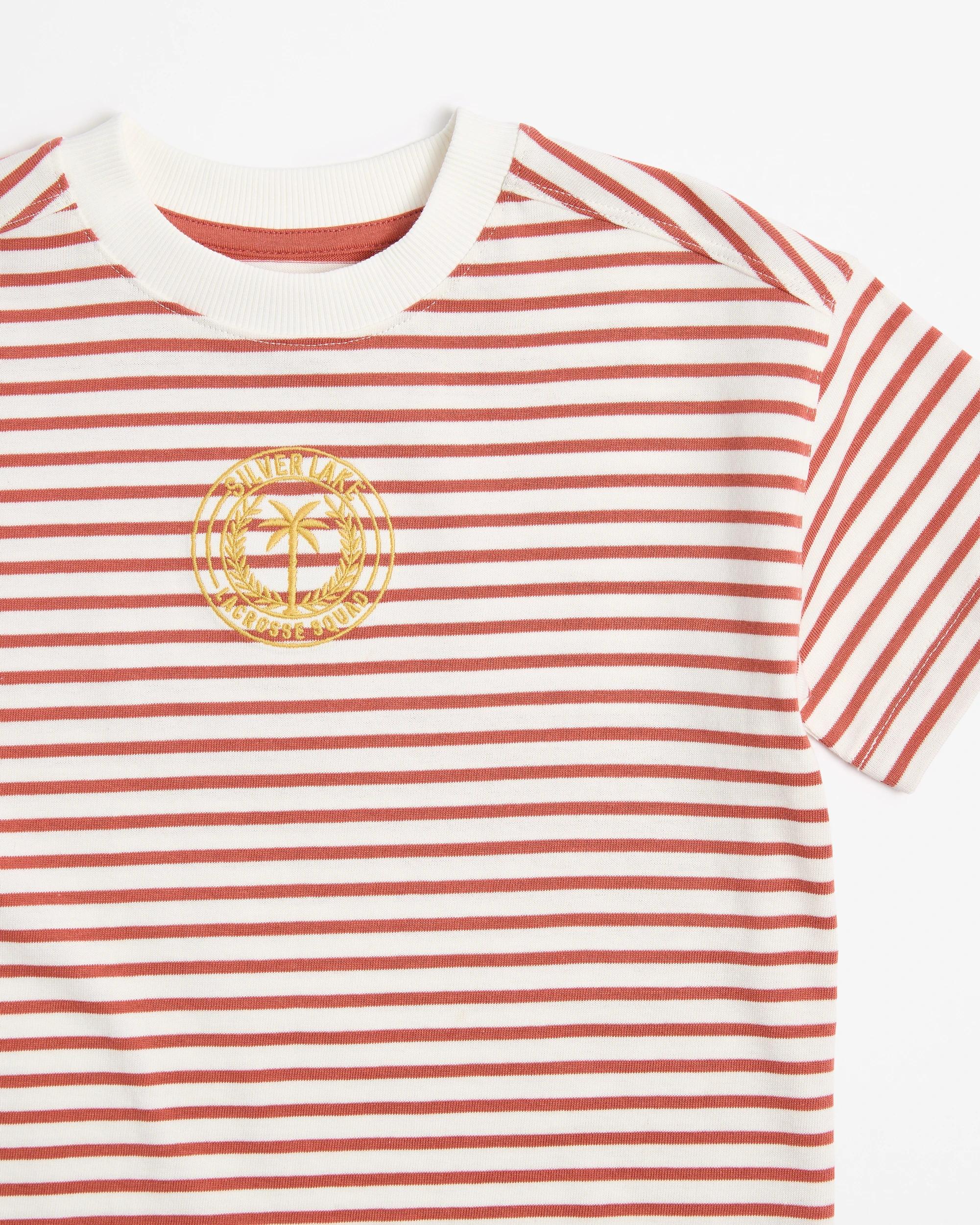 5 Target Australian Cotton Oversized Stripe Heavyweight T-shirt RED, 5 of 5