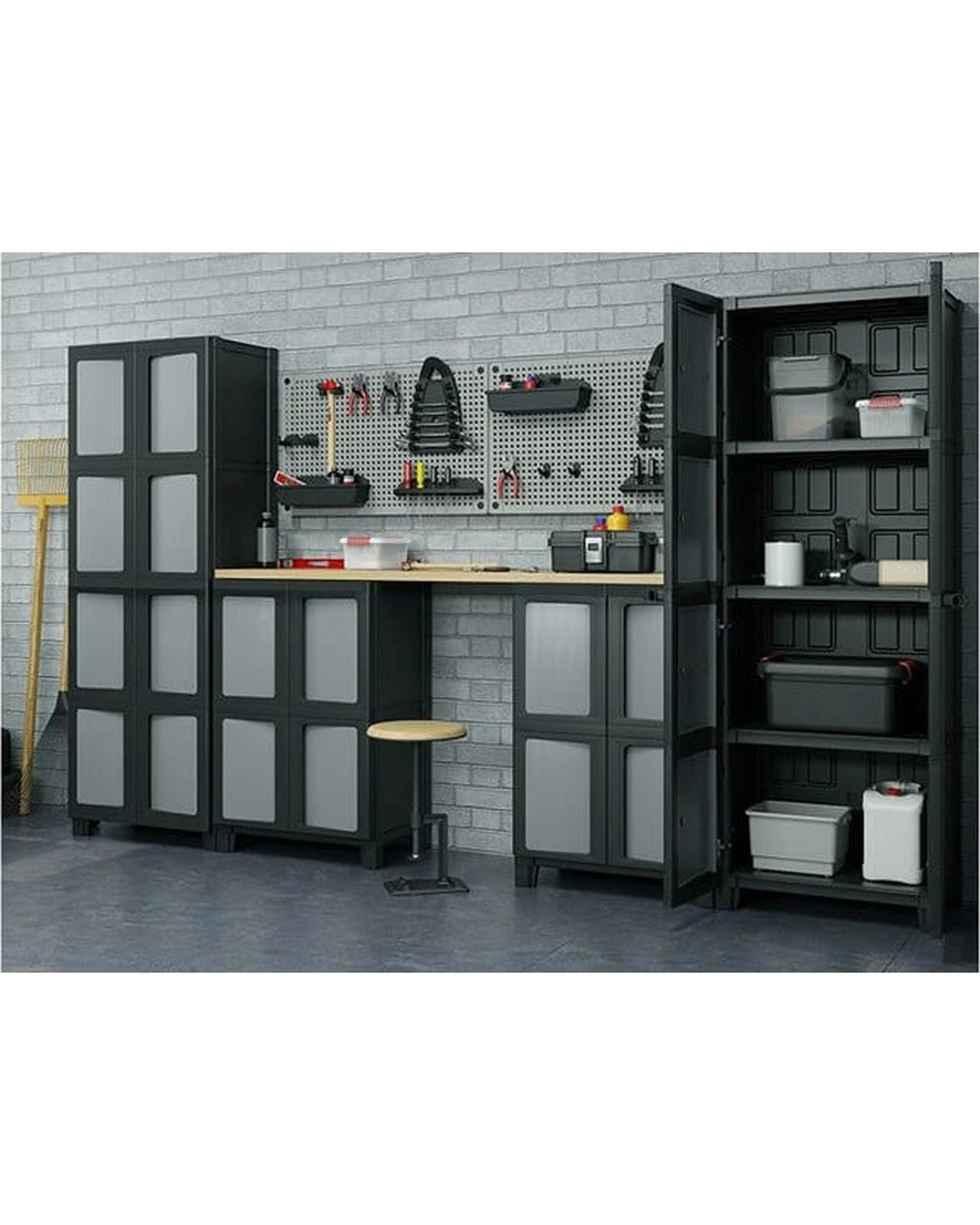 Keter Modulize Tall Cabinet Storage With Shelves & Lockable Doors ...