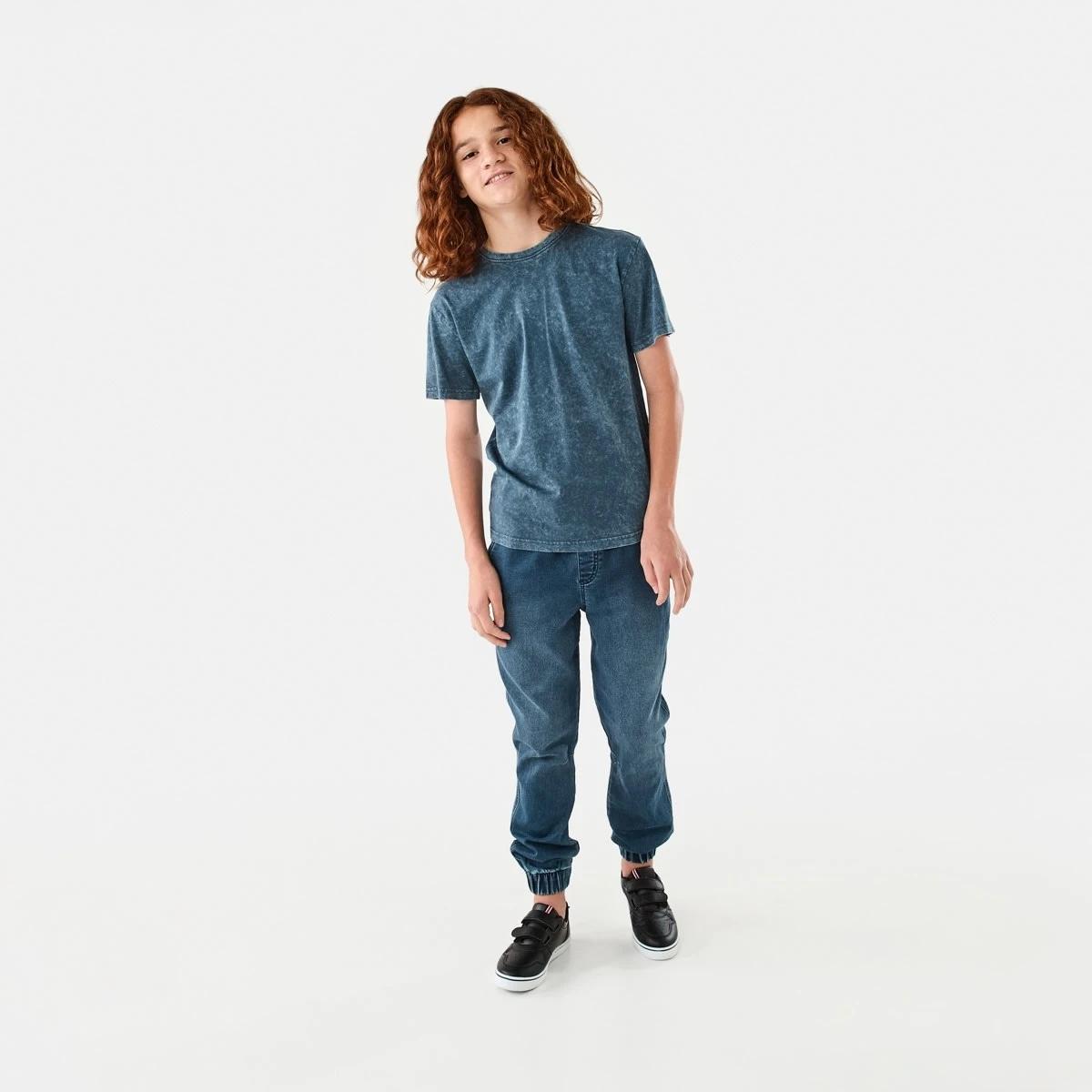 6 Curved Hem Acid Wash T-shirt Wash Blue, 6 of 9