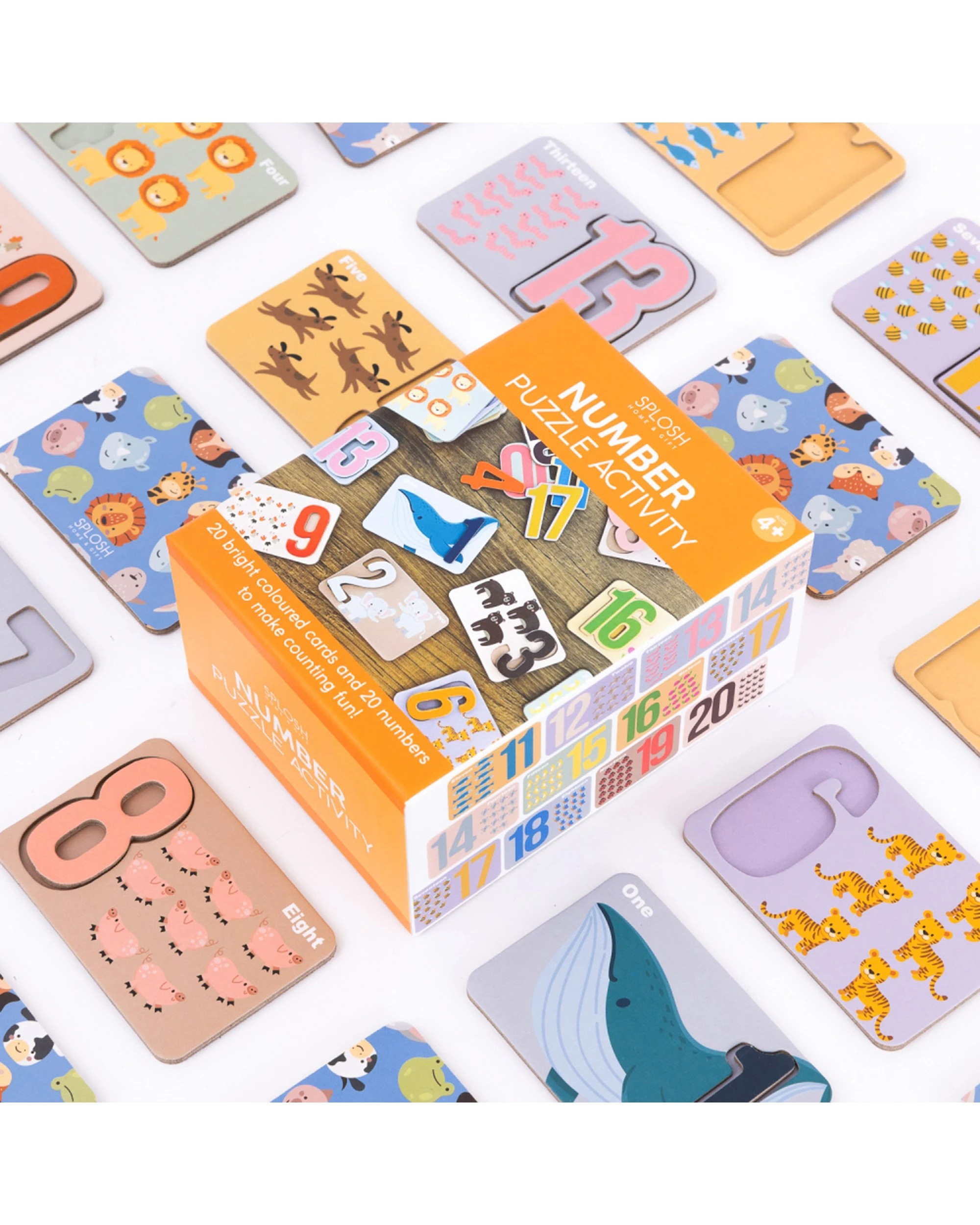 5 Splosh 20pc Kids By Splosh Number Puzzle Activity Learning Cards Game - Orange, 5 of 6