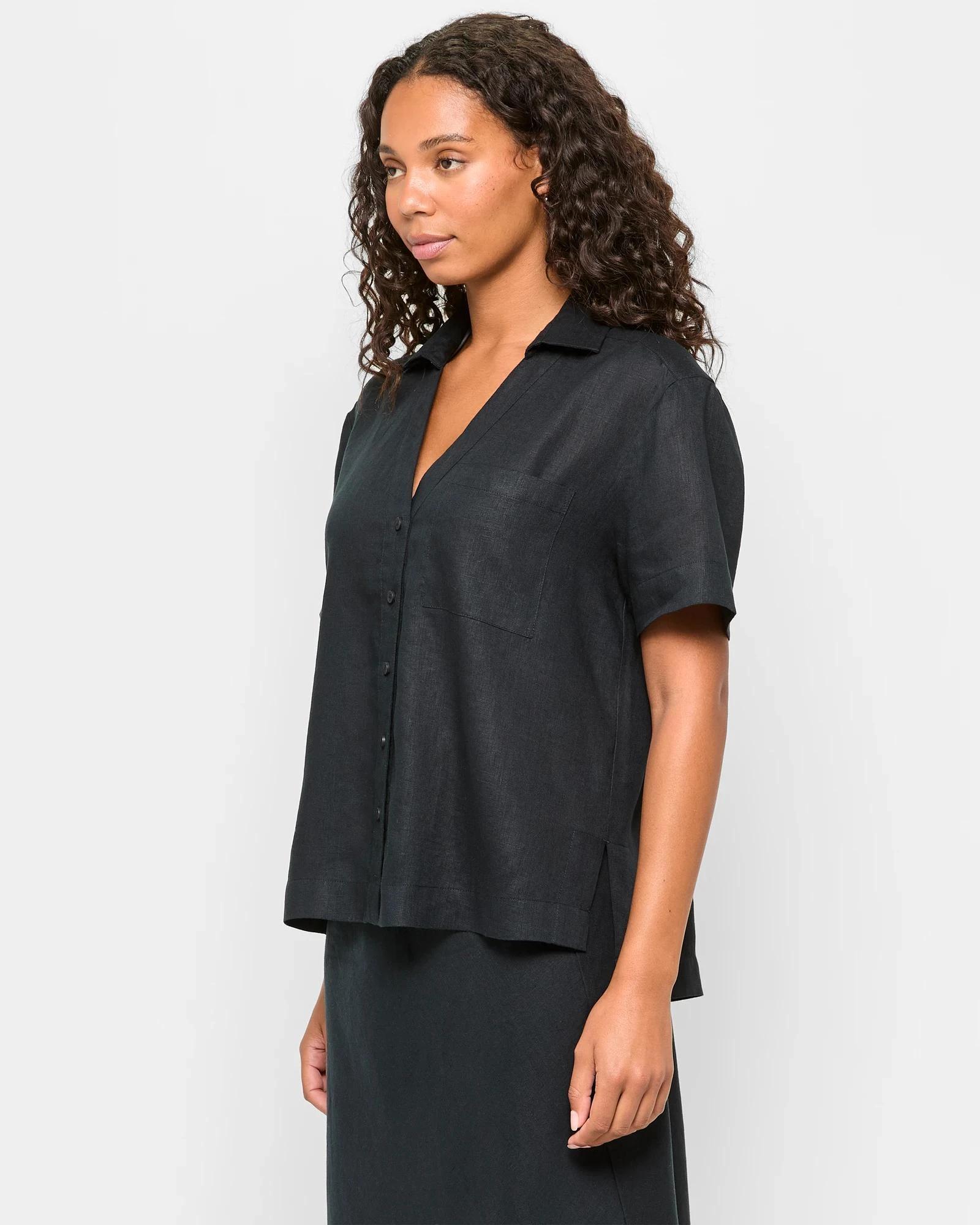 3 Target Woman European Linen Shirt BLACK, 3 of 5