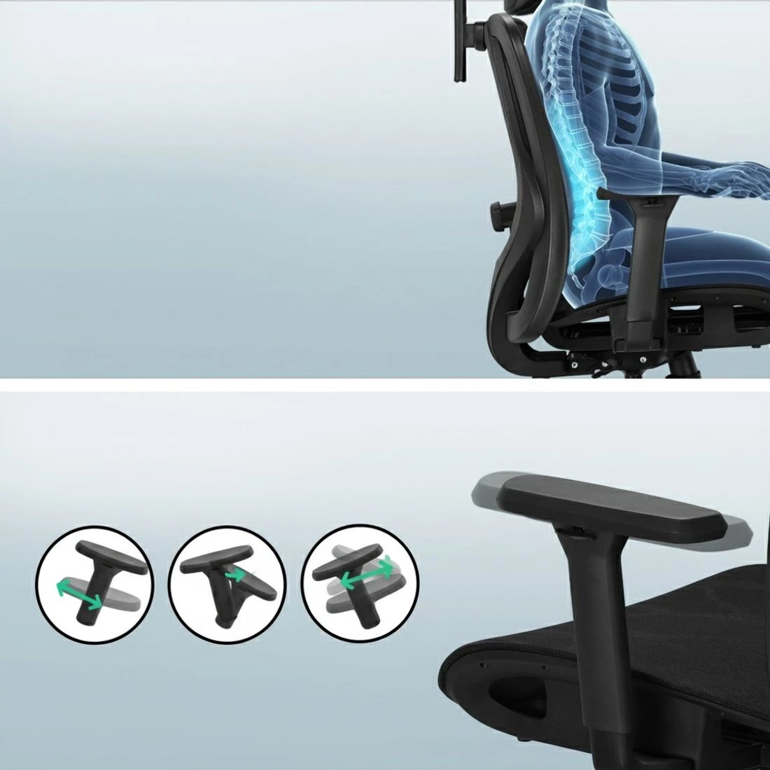 6 Artiss Computer Desk L-Shape Corner Desks Ergonomic Office Chair Mesh Chairs - Black, 6 of 6