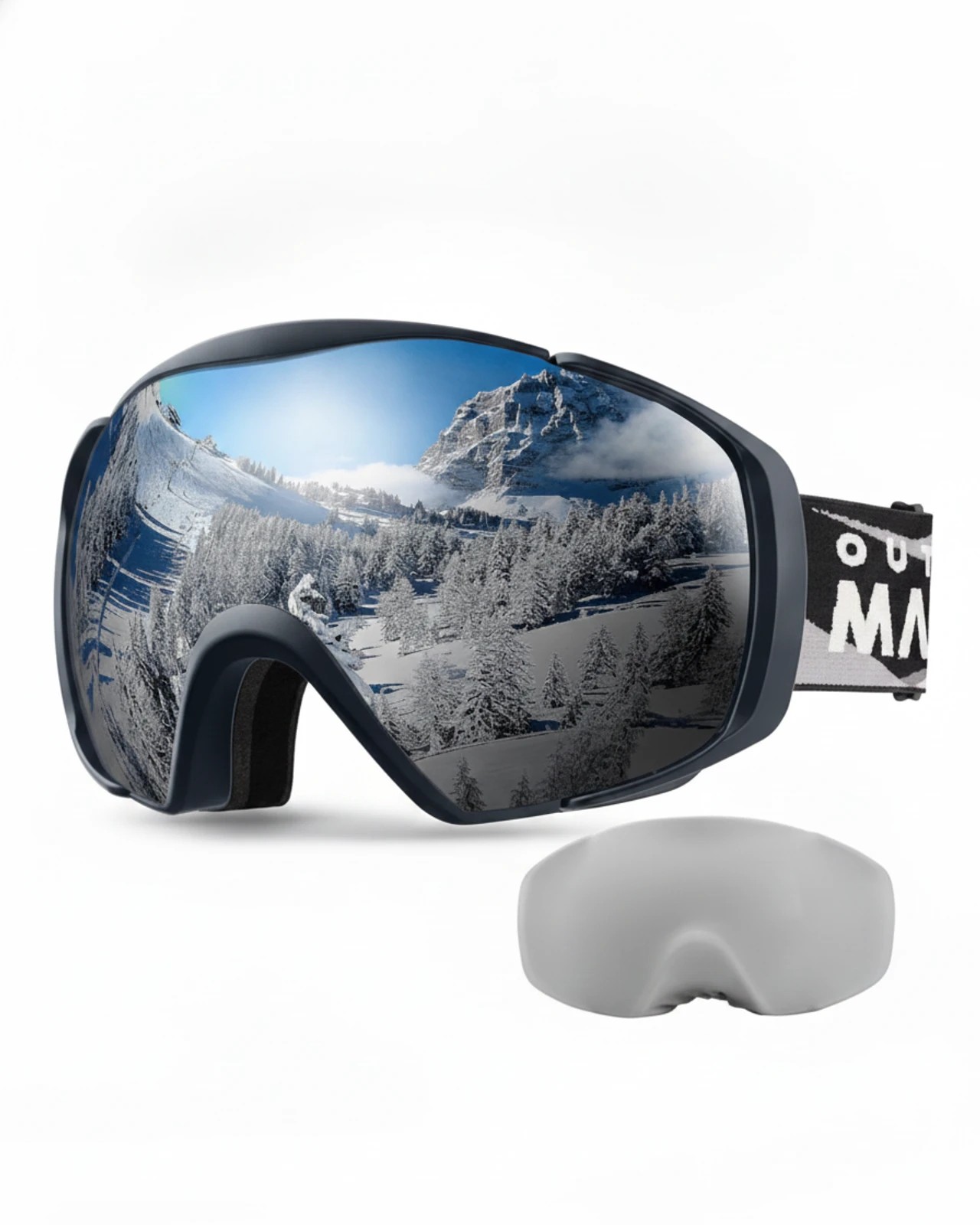 1 OutdoorMaster Adult Youth OTG Anti-Fog UV400 Goggles for Ski Snowboard - Black, 1 of 9