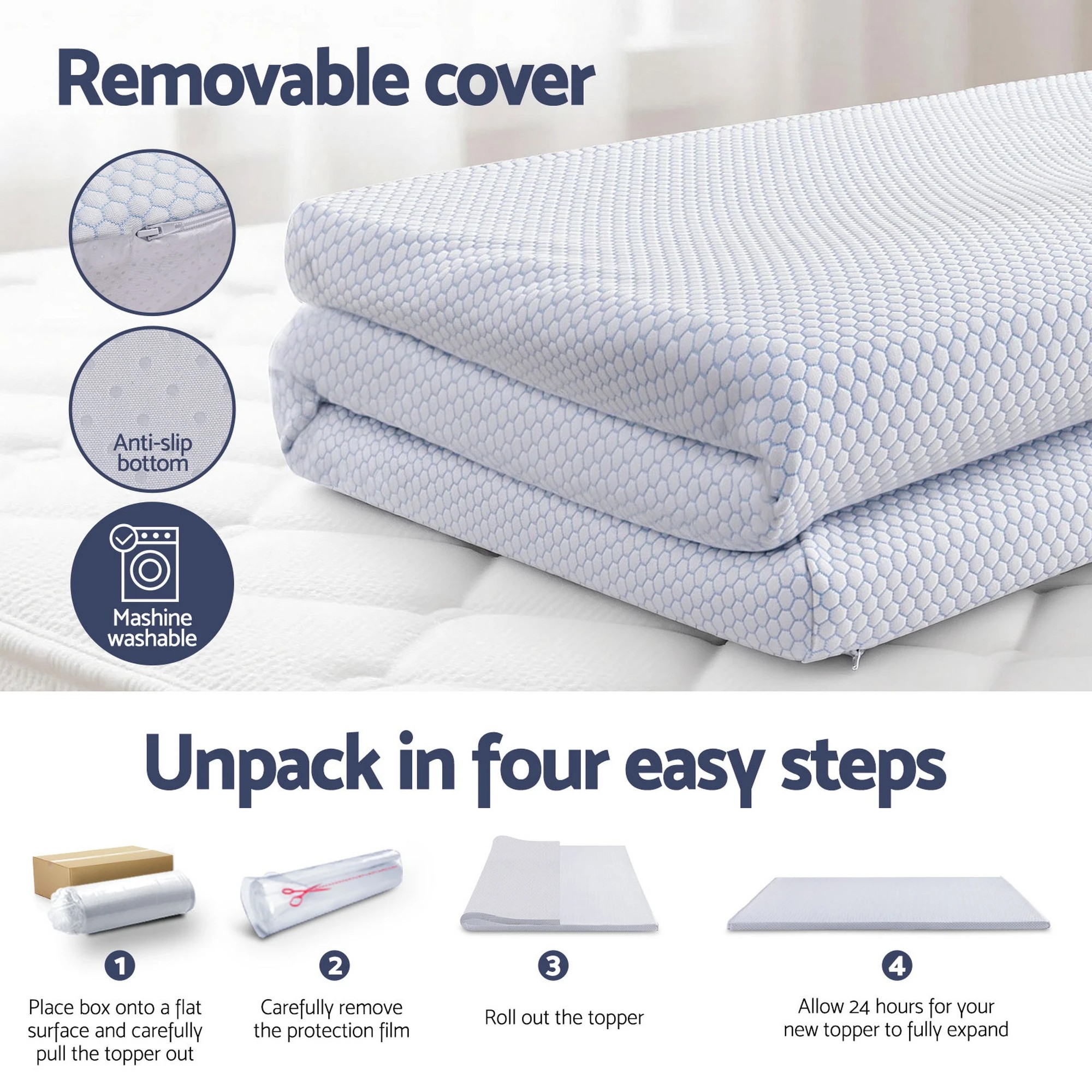 8 Giselle Bedding Latex Topper 100% Natural Latex Toppers 7-zone - Double Bed - Beige - Double Bed - Beige, 8 of 8