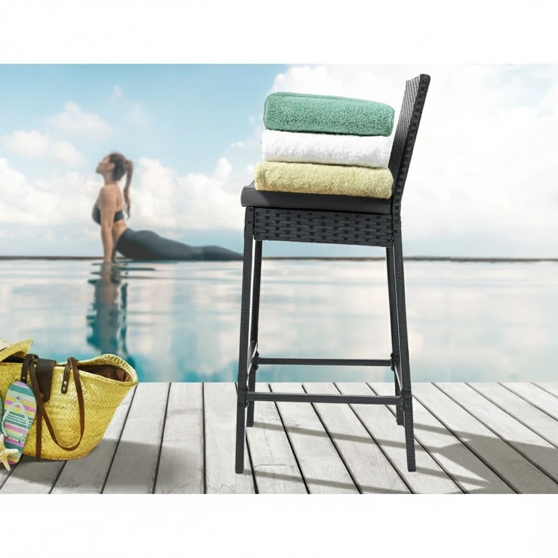 3 Gardeon 4-Piece Outdoor Bar Stools Dining Chair Bar Stools Rattan Furniture - Black, 3 of 6