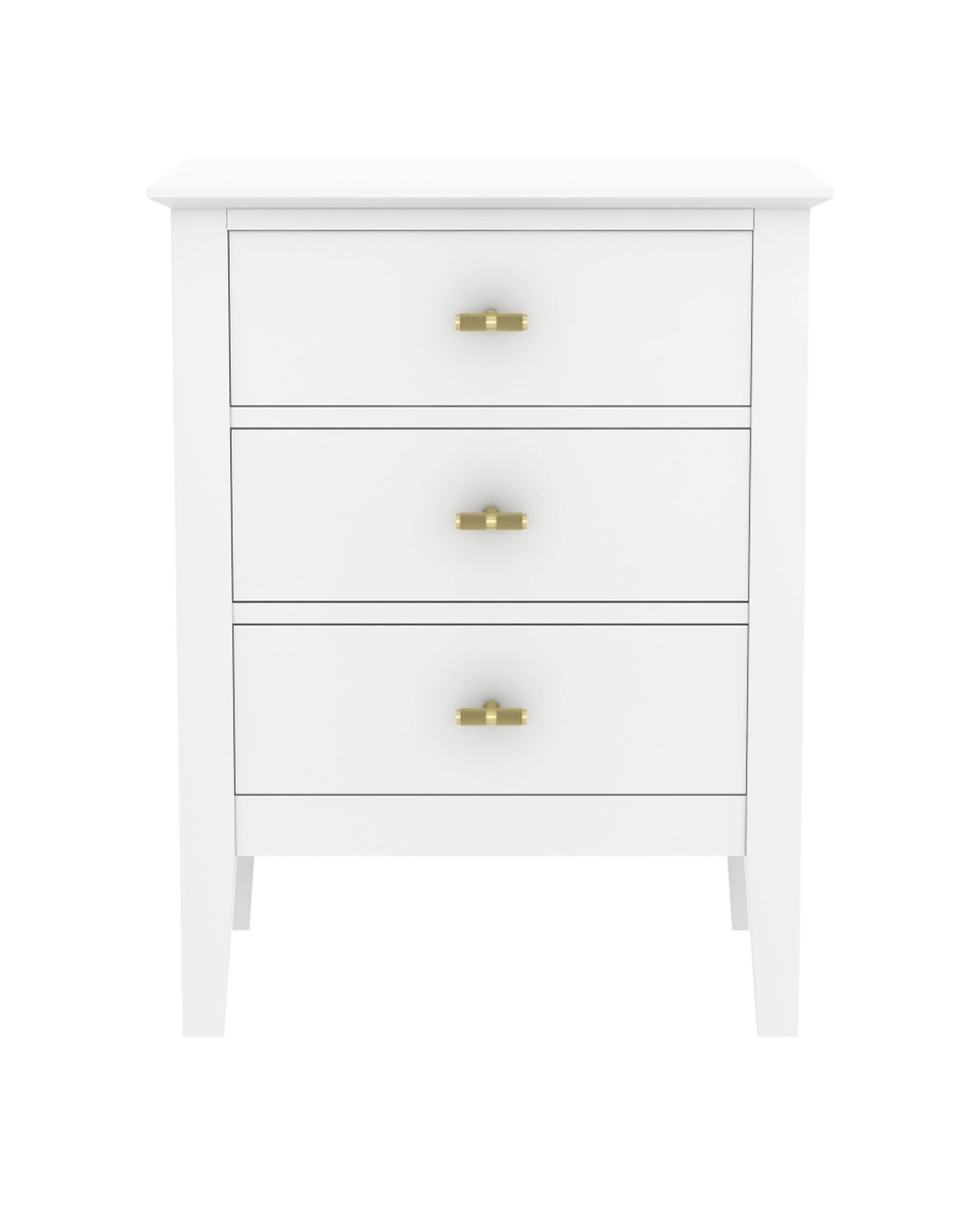 3 Alpine Bay Harper 3 Drawer Side Table Handles Classic Design 48x35x61.5cm - White, 3 of 6