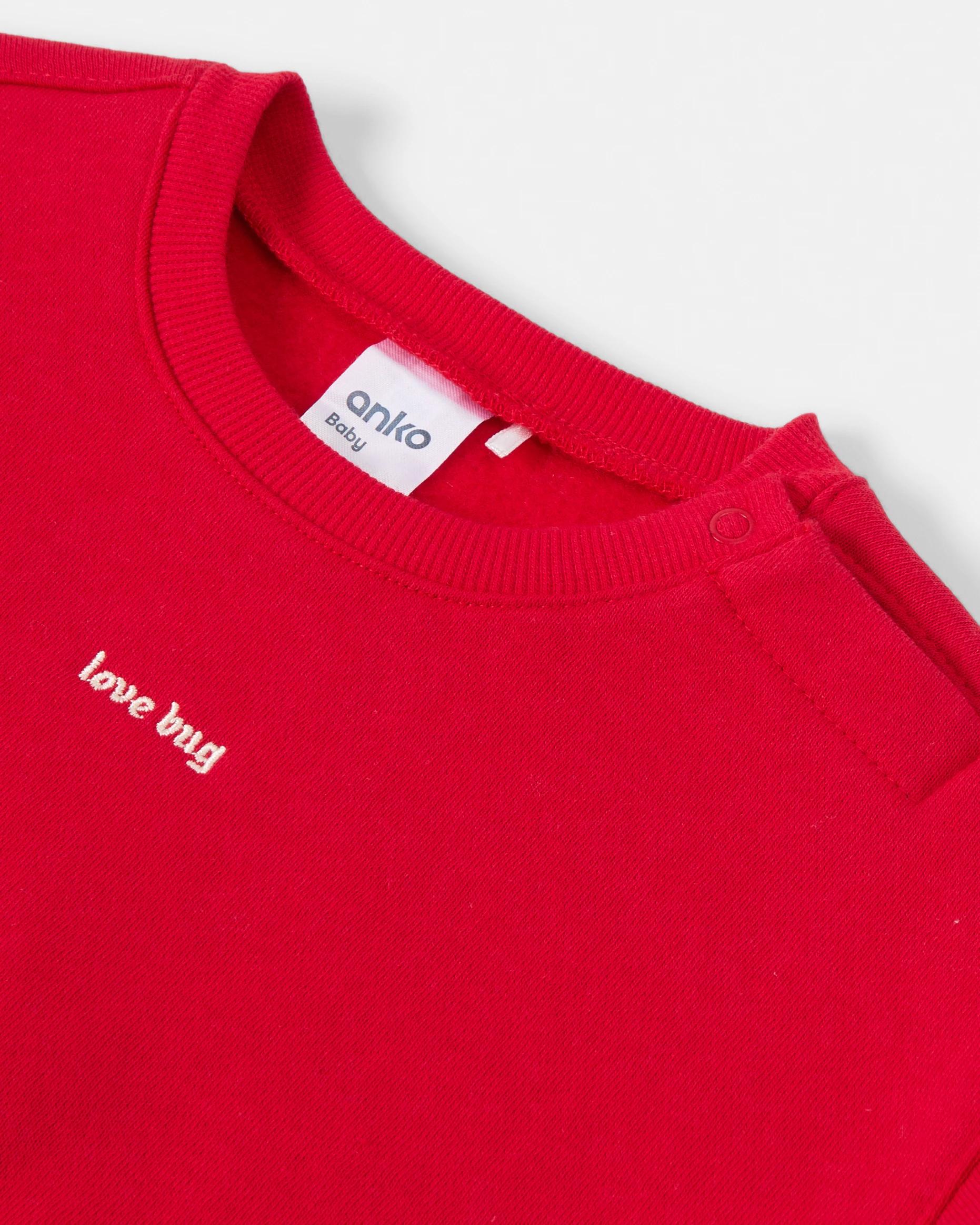 5 Australian Cotton Lantern Sleeve Rib Leggings Set Red Hearts, 5 of 6