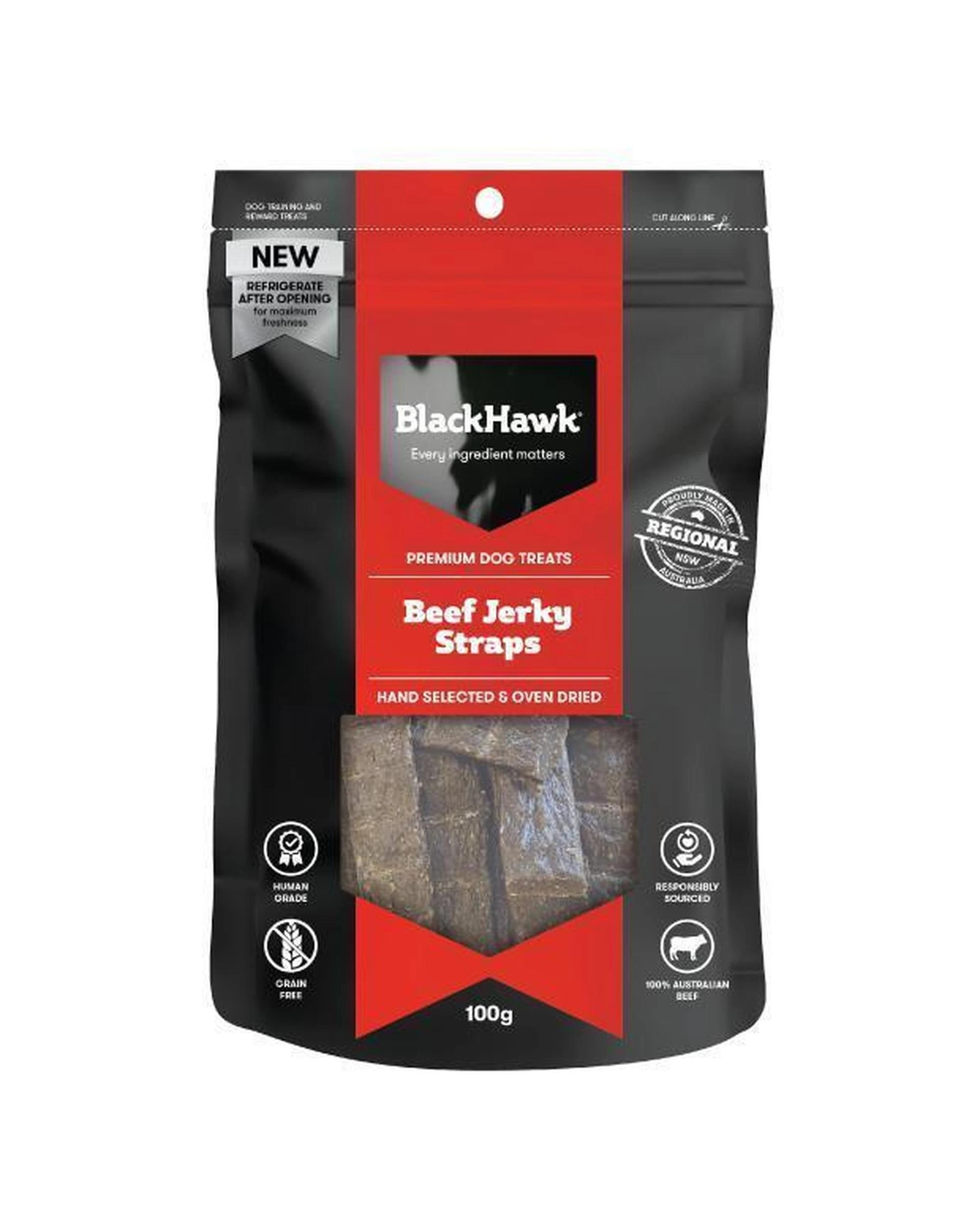 1 Black Hawk Beef Jerky Straps Natural Dog Treats 100g, 1 of 4