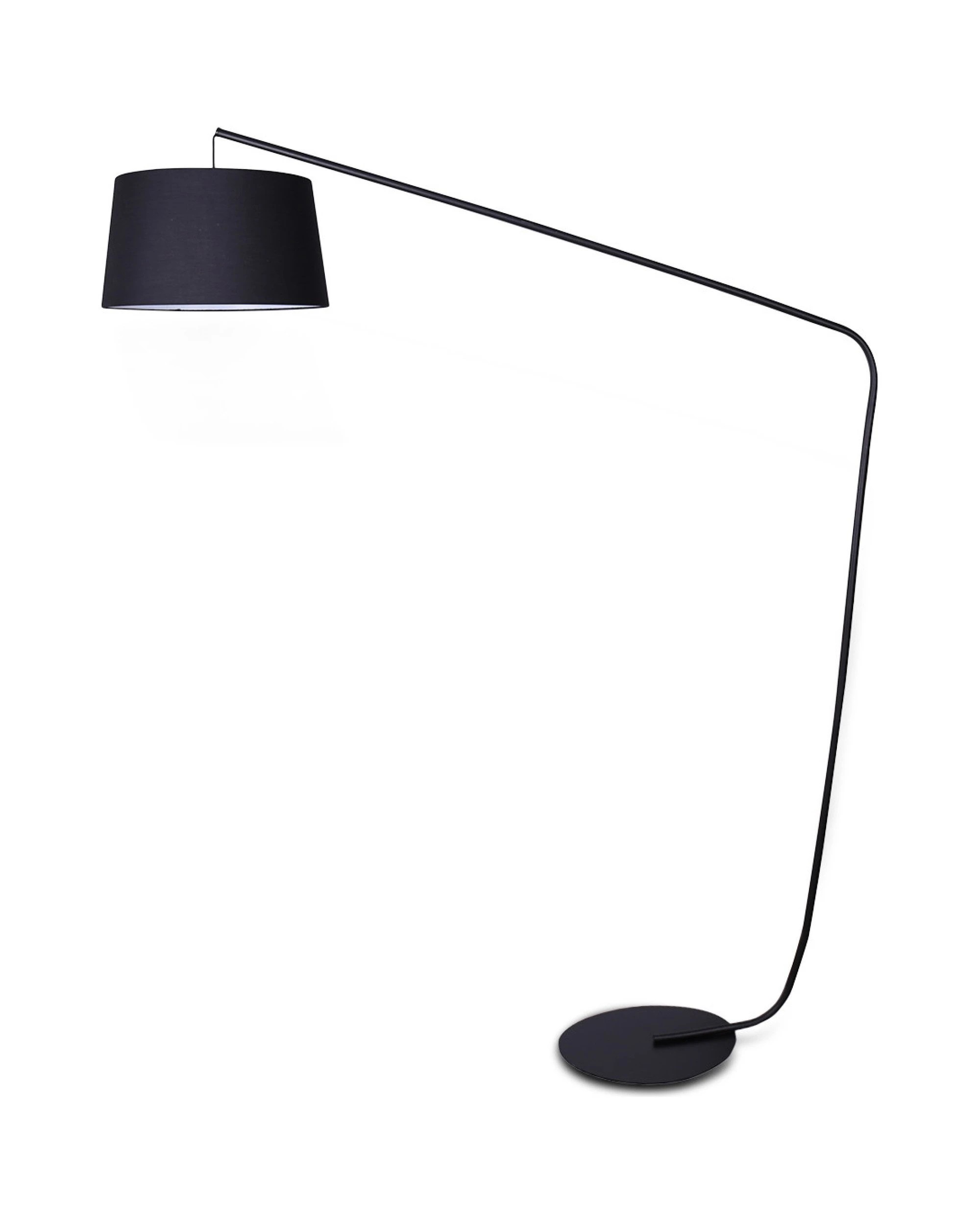 1 Sarantino Metal Arc Floor Lamp In Black Finish With Linen Taper Shade, 1 of 5