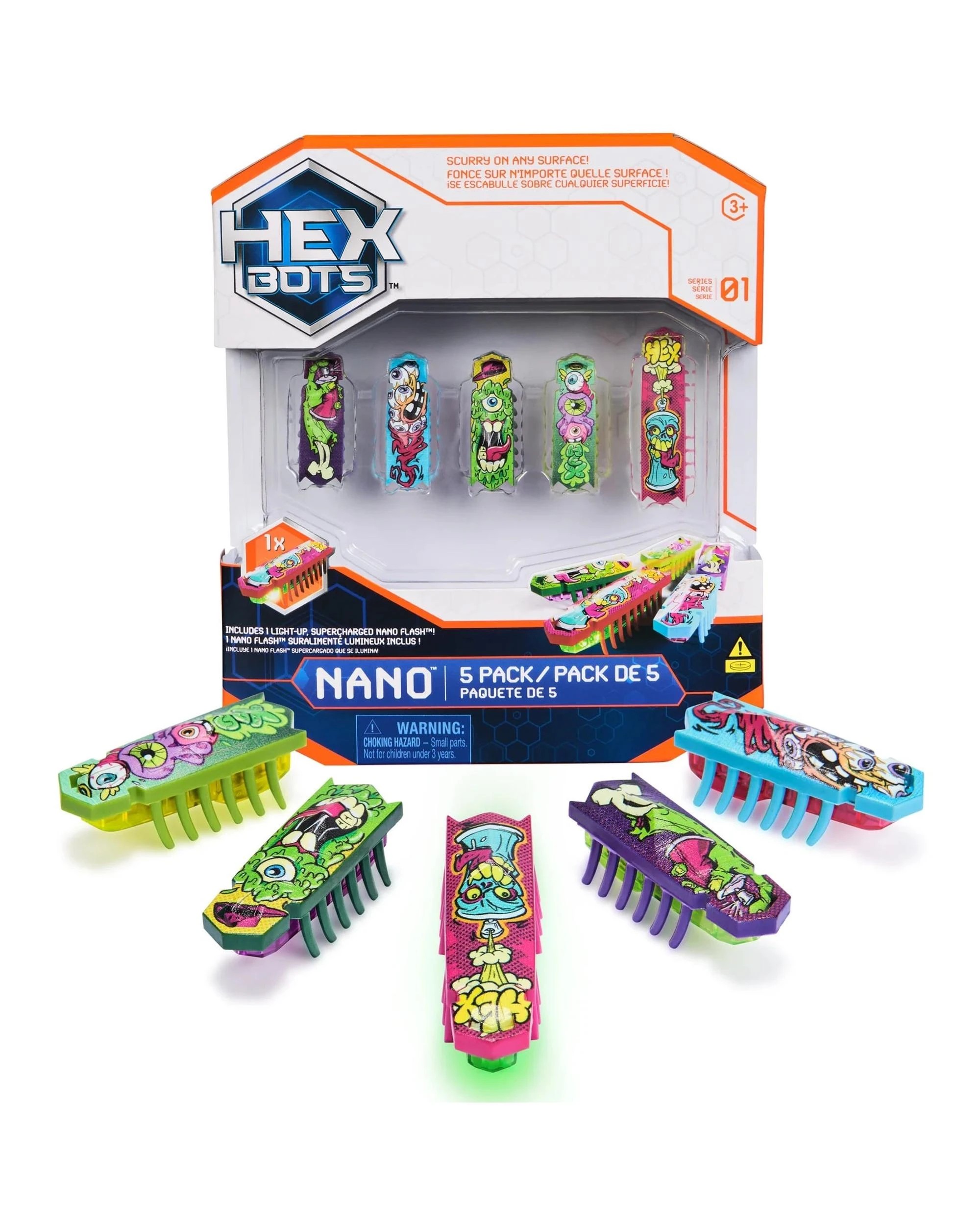 3 Hex Bots Nano 5 Pack with 1 Nano Flash, 3 of 6