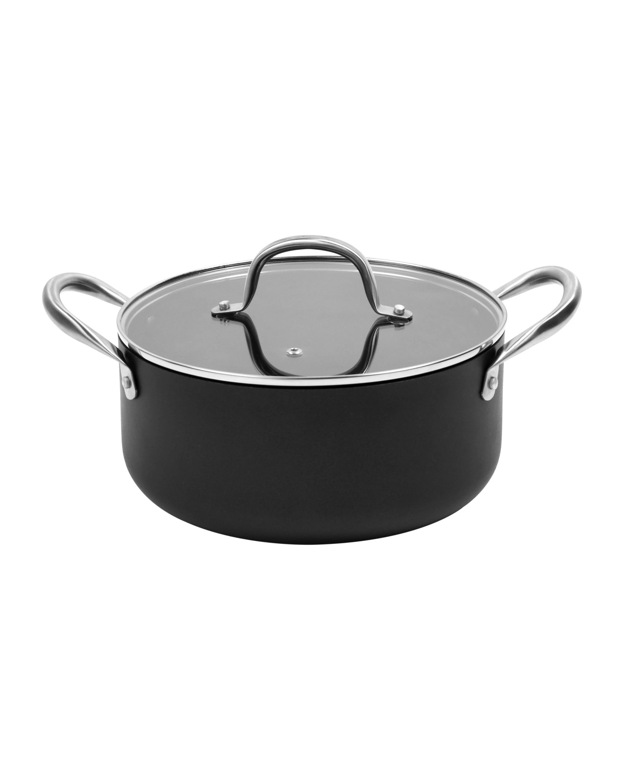 3 Gourmet Kitchen Meteore Non-Stick Casserole with Flat Lid 24cm - Black and Silver, 3 of 8