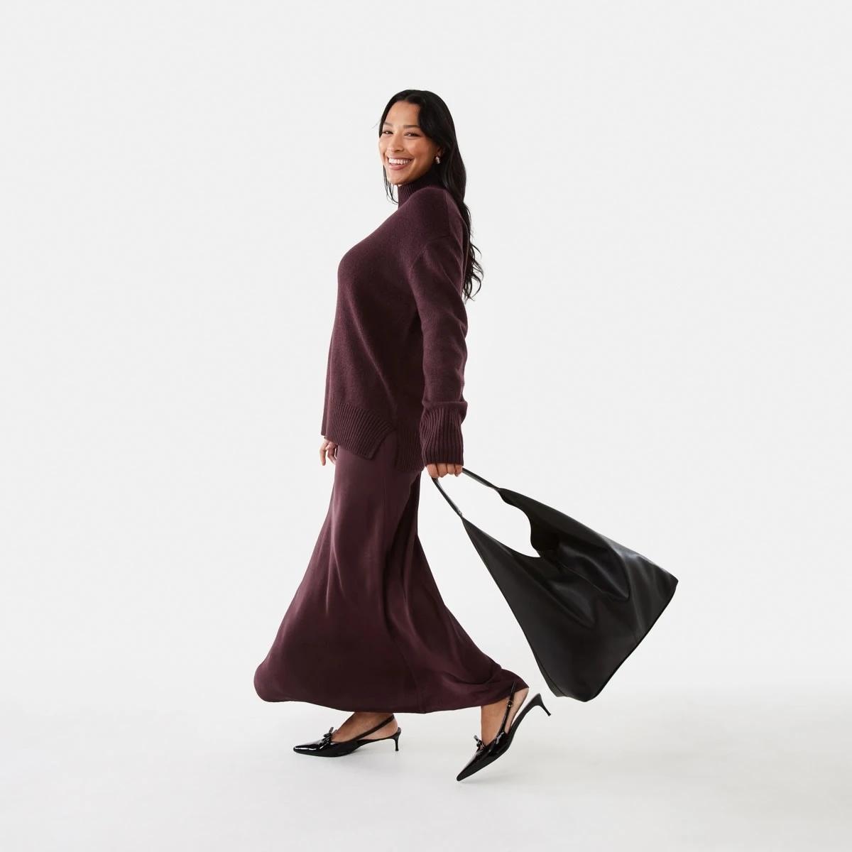 7 Funnel Split Hem Jumper Mulberry, 7 of 8