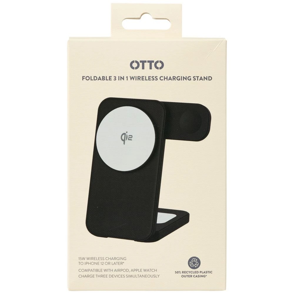 6 Otto On The Go Foldable 3 in 1 Wireless Charging Stand Black, 6 of 7