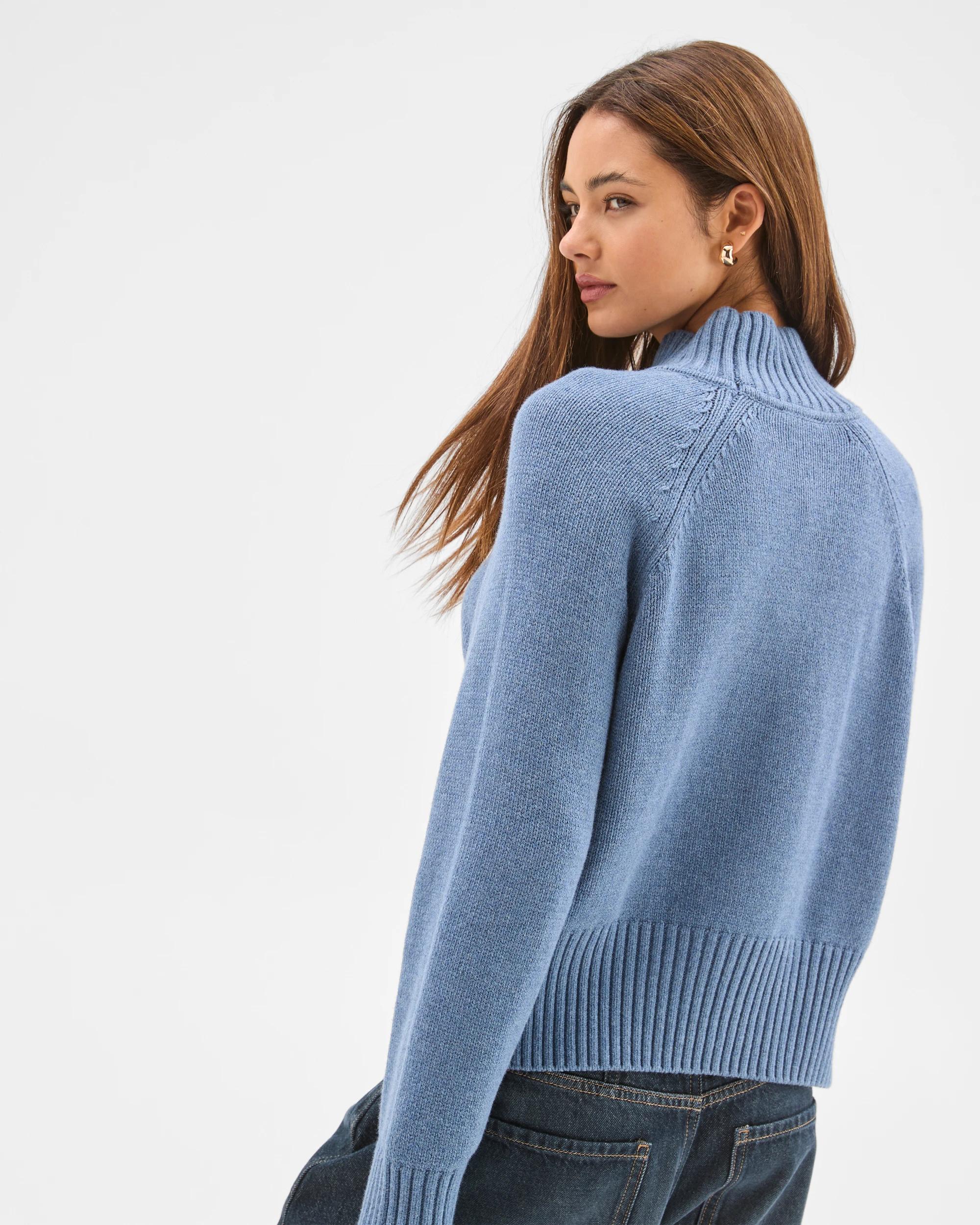 5 Lily Loves Australian Cotton Blend High Neck Knit Jumper DENIM BLUE, 5 of 5