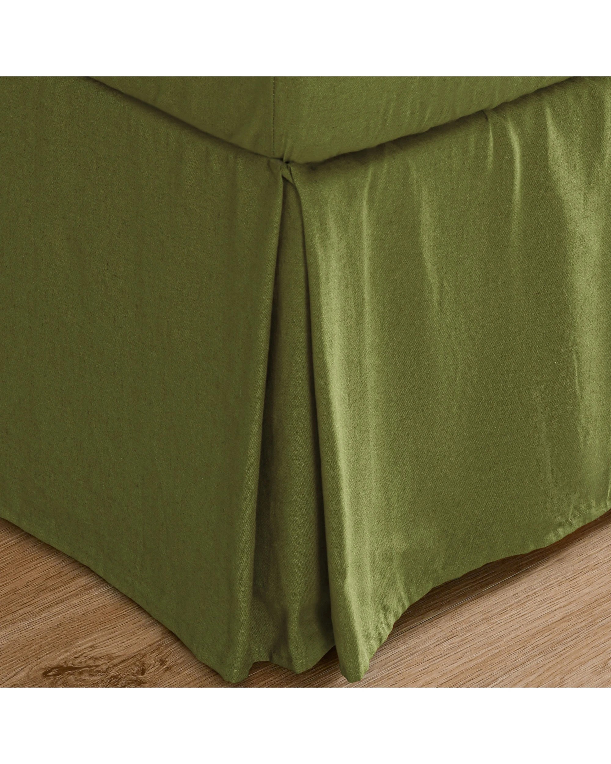 3 Dreamaker Linen Cotton Valance - Queen Bed - Olive, 3 of 7