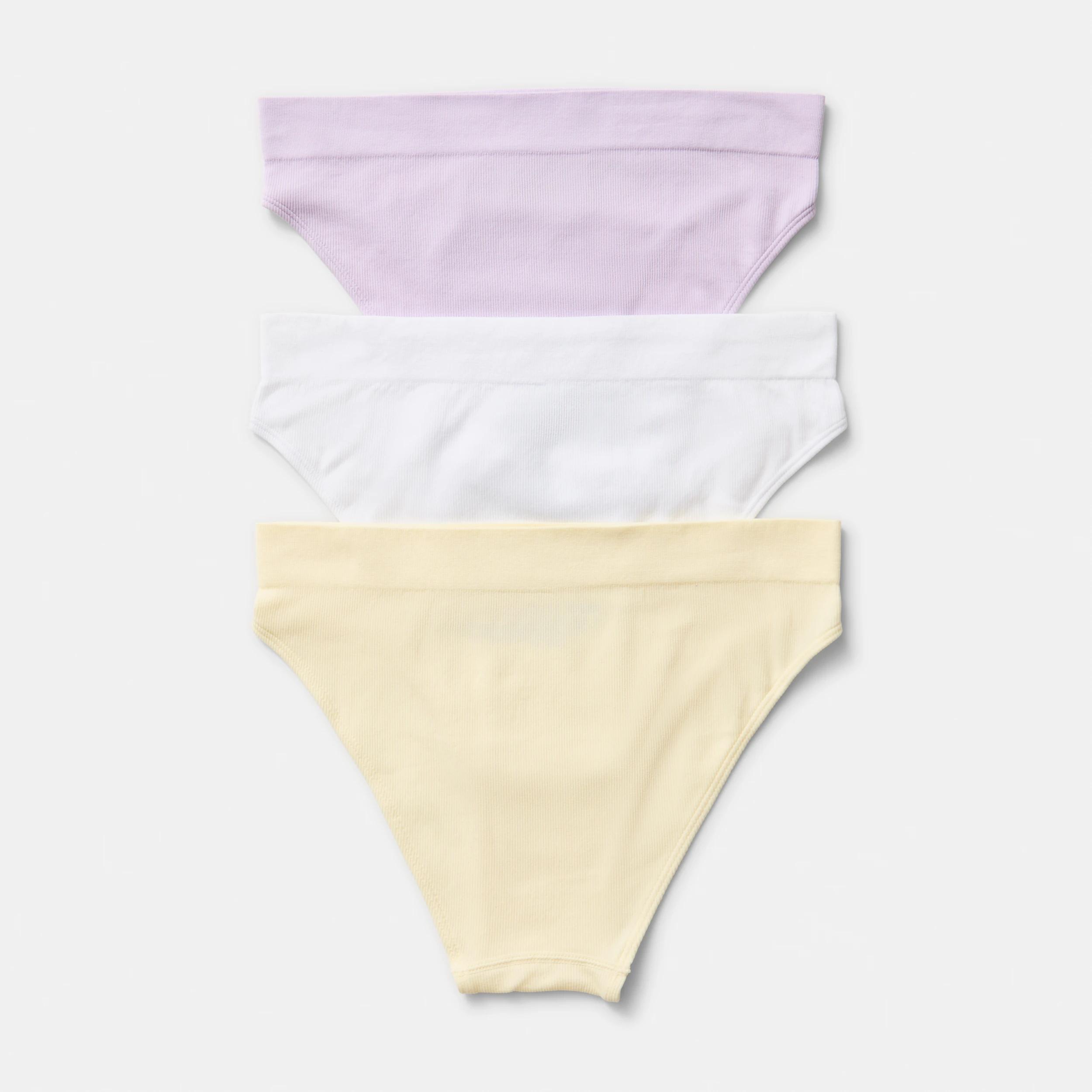 2 3 Pack Ribbed Seamfree Hi-Waist Bikini Briefs BRIGHT LAVENDER, WHITE, LEMON ICING, 2 of 3
