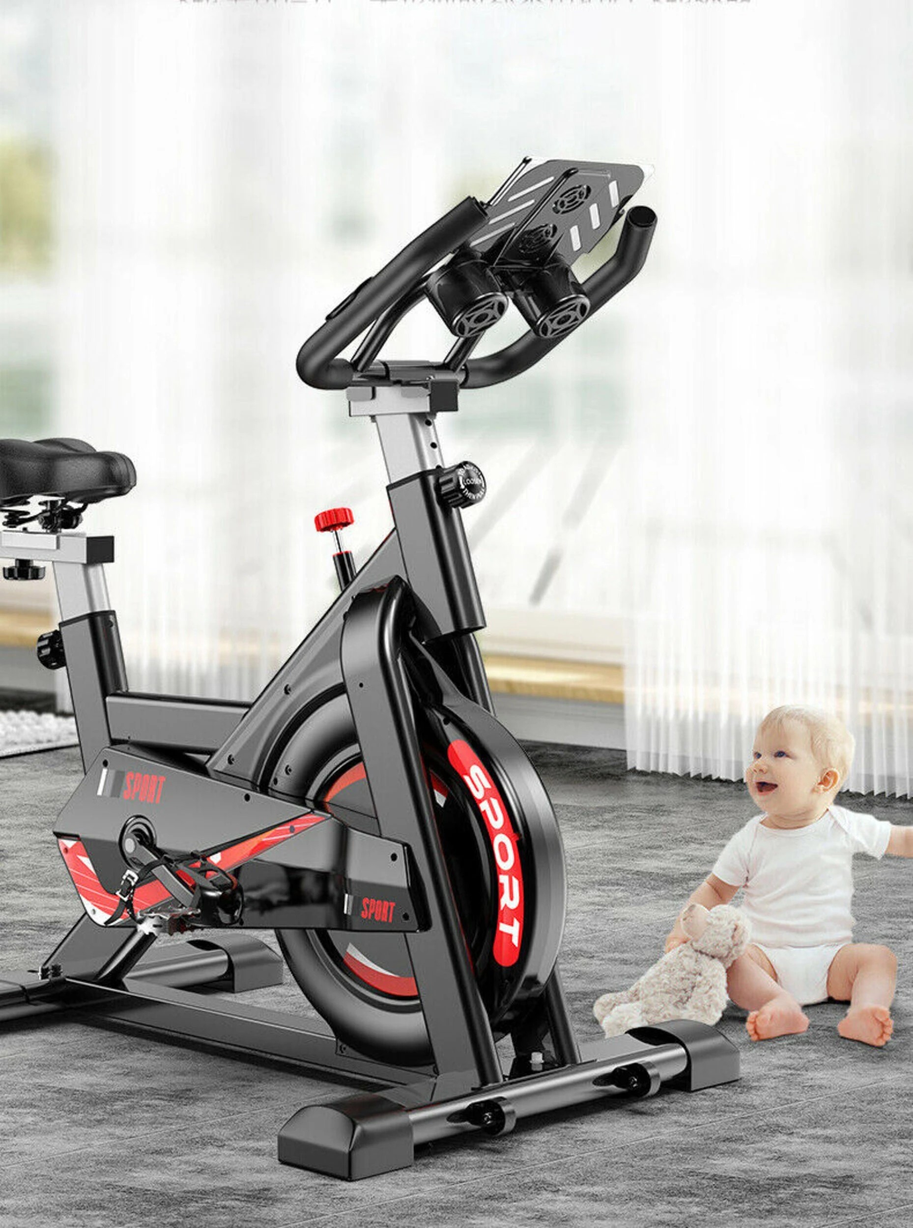 8 Fitness Master Exercise Spin Bike Home Gym Workout Equipment Cycling Bicycle Heart Rate Lcd Display, 8 of 9