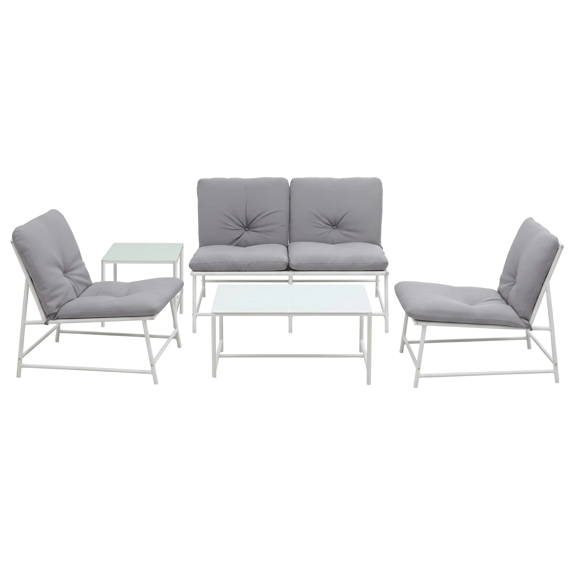3 Gardeon 5-Piece Outdoor Sofa Set with Cushions Coffee Table and Lounge Chair Set Patio Furniture - White, 3 of 8