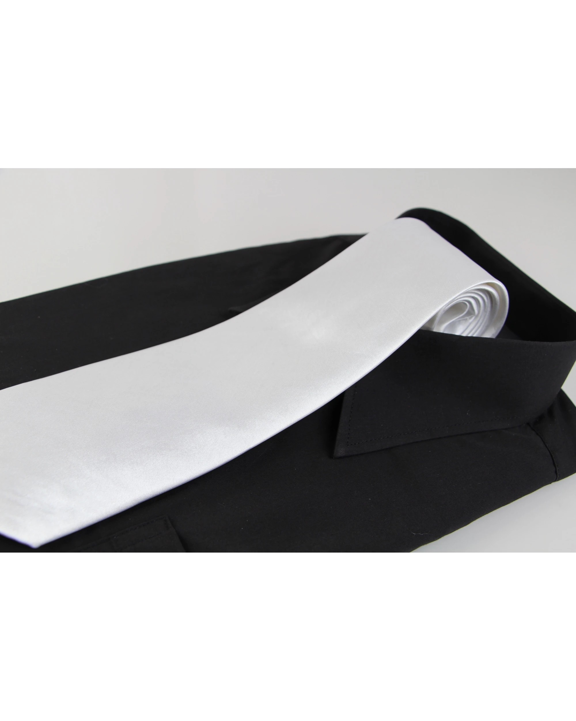 2 Zasel Mens White Classic 10cm Plain Neck Tie, 2 of 2
