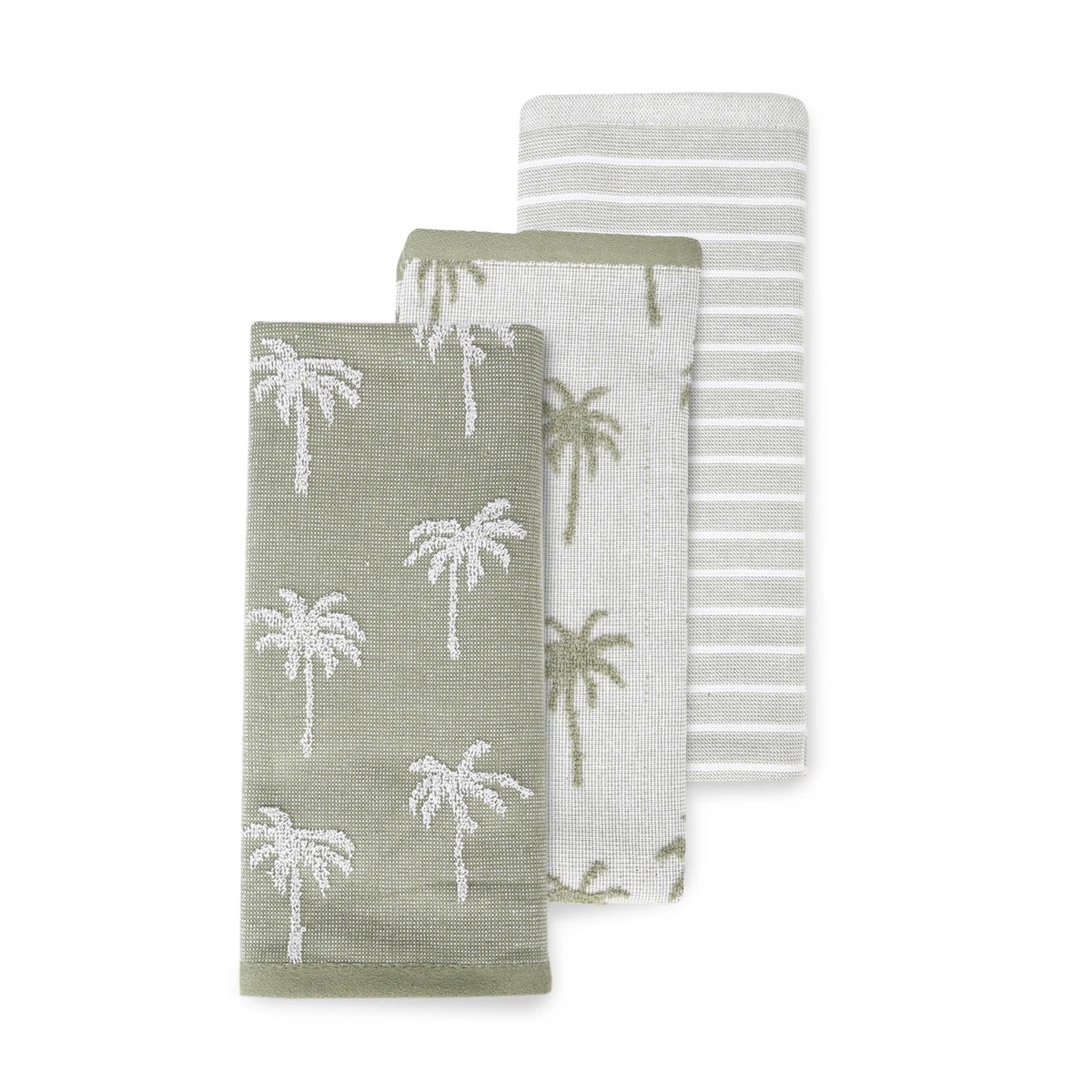 1 3 Pack Green Palm Tea Towels, 1 of 6