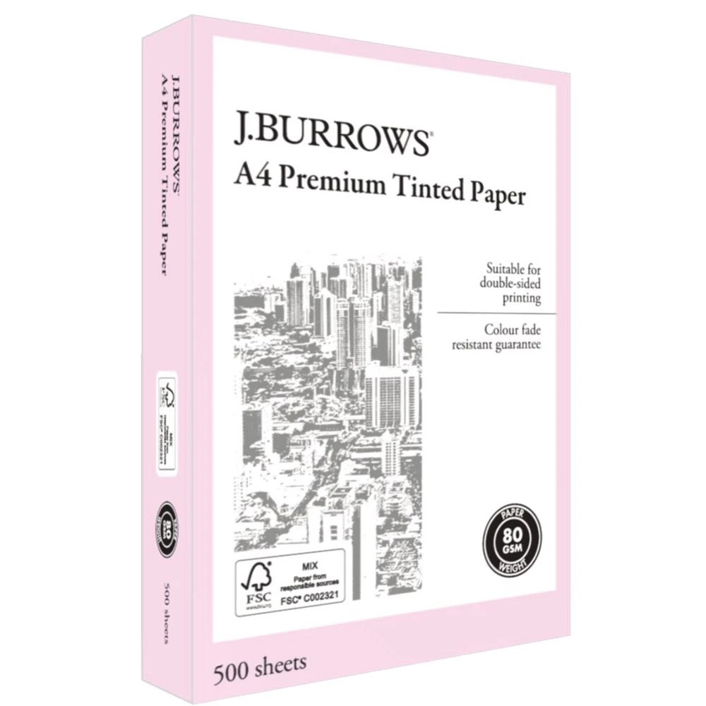 2 J.Burrows Premium A4 Tinted Paper Ream Pink, 2 of 2