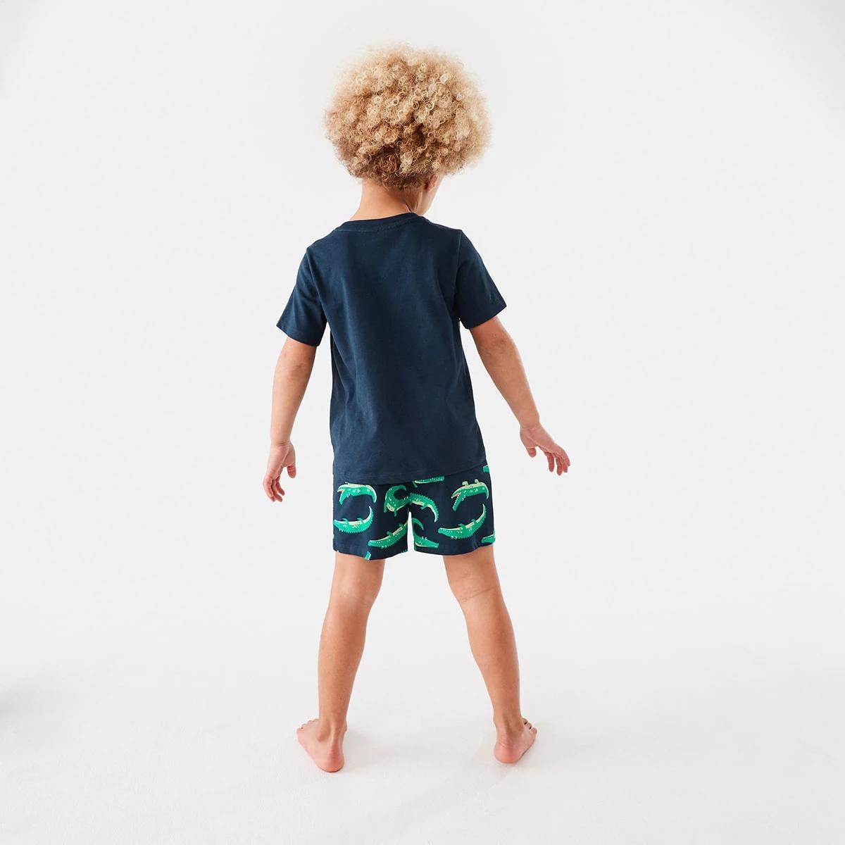 6 Short Sleeve Jersey Knit Pyjama Set Crocdrsblu, 6 of 10
