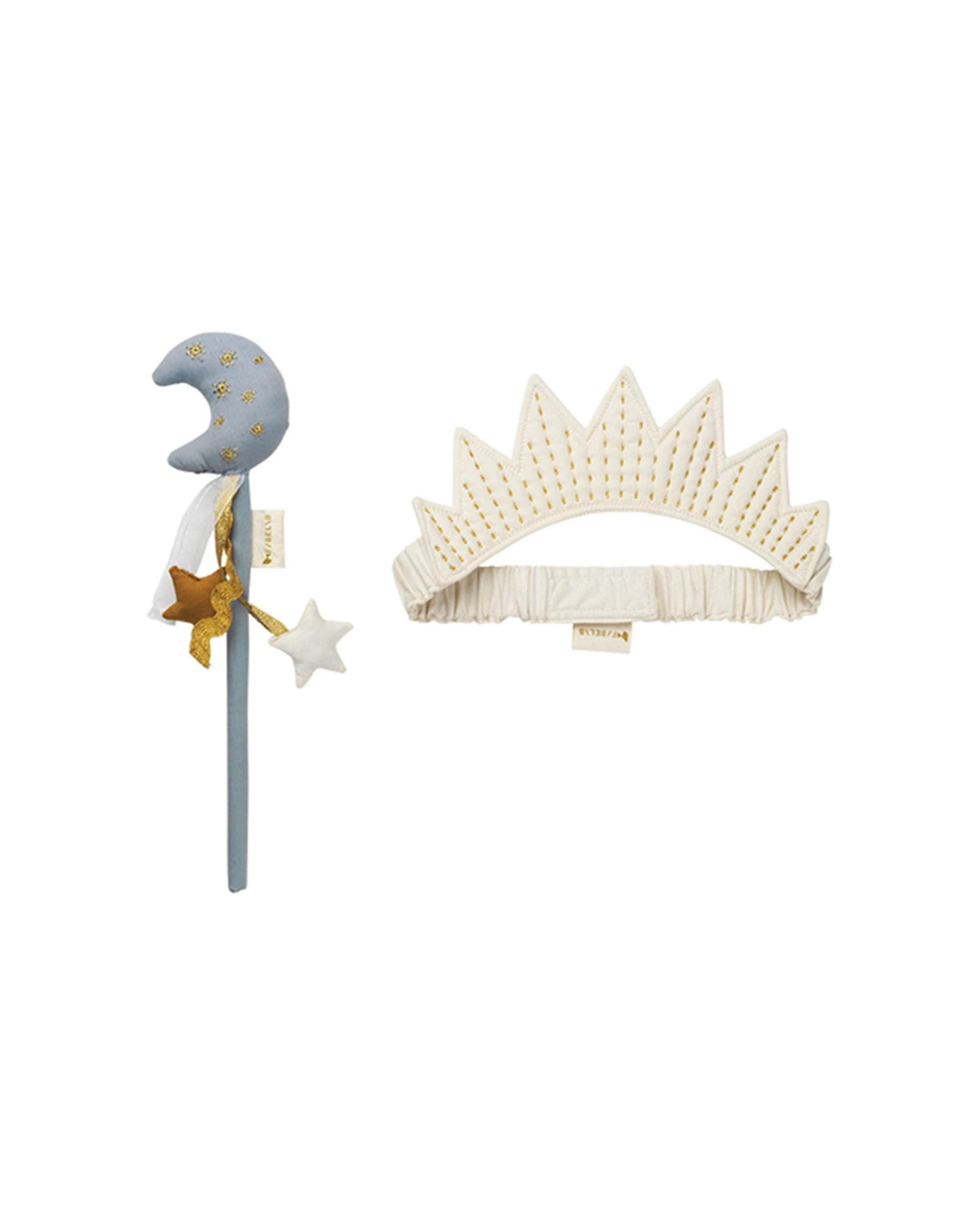 1 Fabelab 2pc Cotton Moon Fairy Wand and Tiara Set Dress Up Accessory Kids - One Size - Blue, 1 of 2