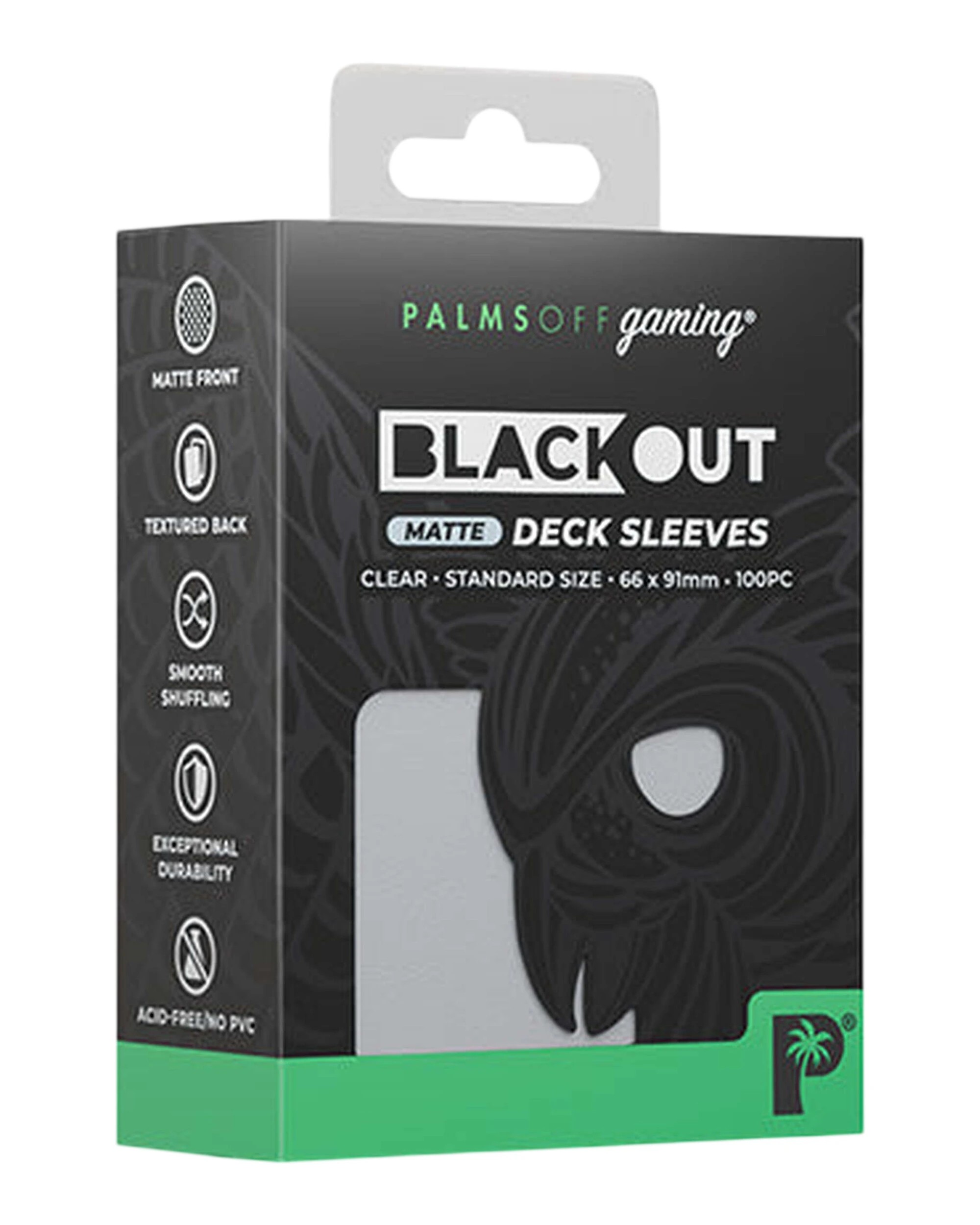 1 Palms Off Gaming Palms Off Standard 100pc Blackout Deck Sleeves Clear Matte, 1 of 3