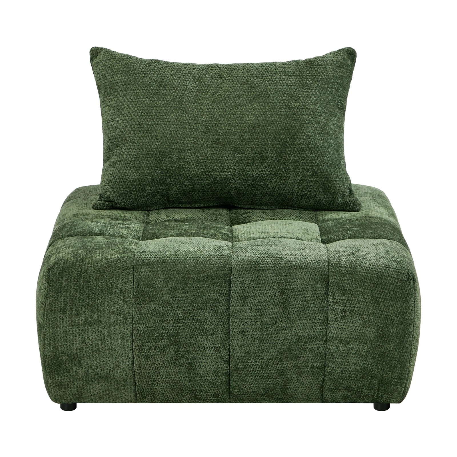 8 Oikiture 4x Chenille Modular Sofa Floor Lounge Chair w/Pillow TOFU Armless Chairs - Green, 8 of 9