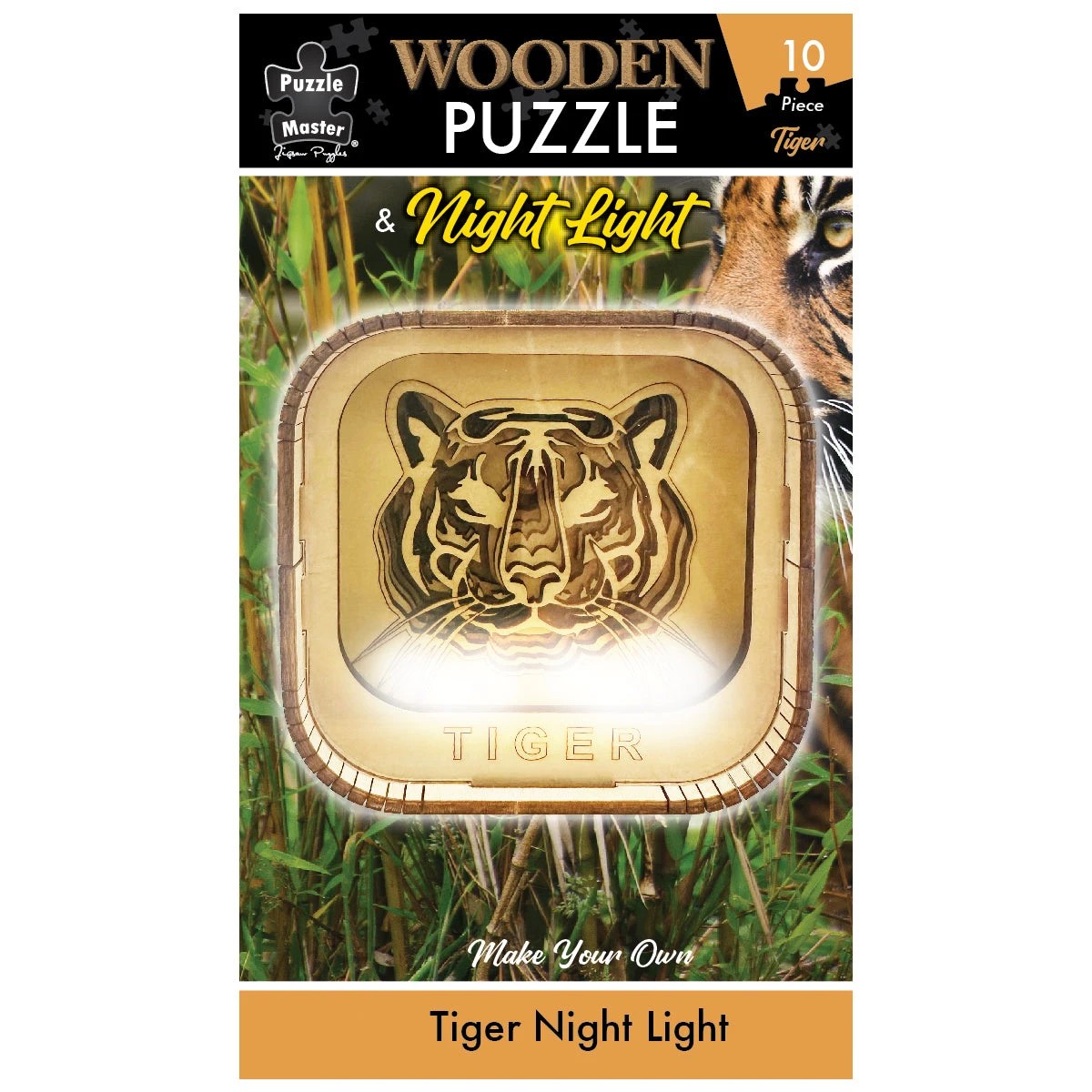 1 Puzzle Master Wooden Night Light Puzzle Tiger, 1 of 3