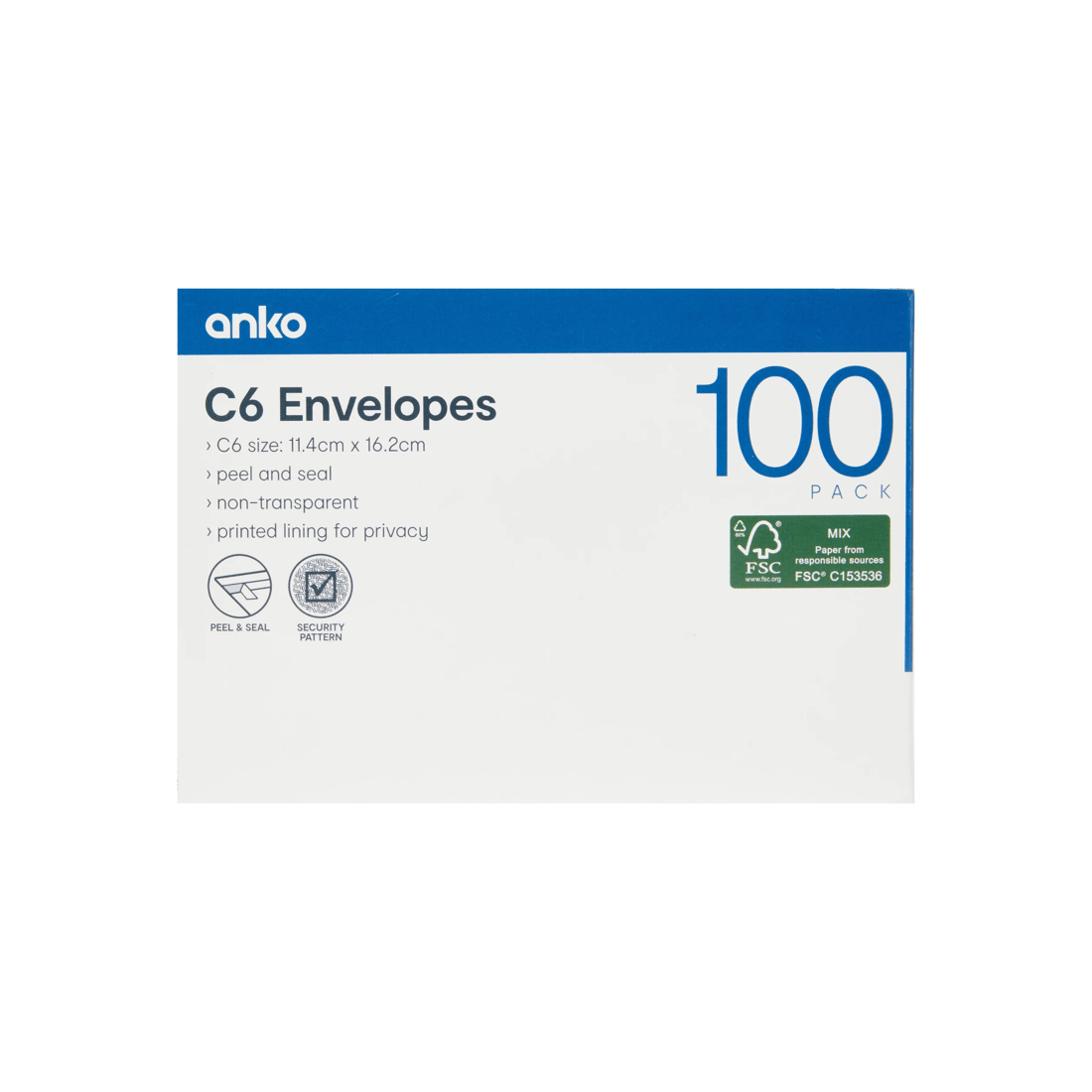 5 100 Pack C6 Peel and Seal Envelopes - White, 5 of 5