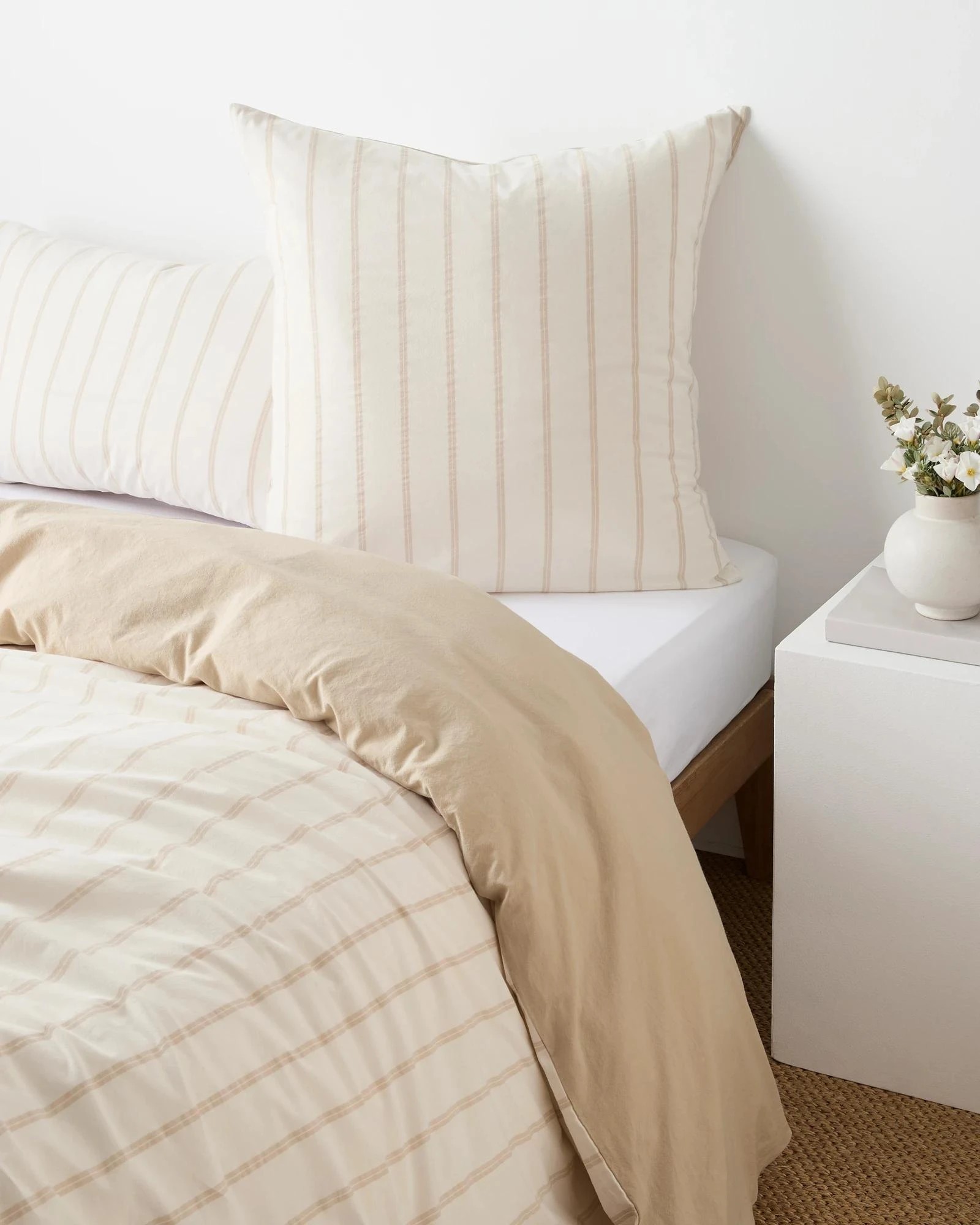 2 Arlo Stonewash Stripe European Pillowcase - Queen Bed - Natural, 2 of 4