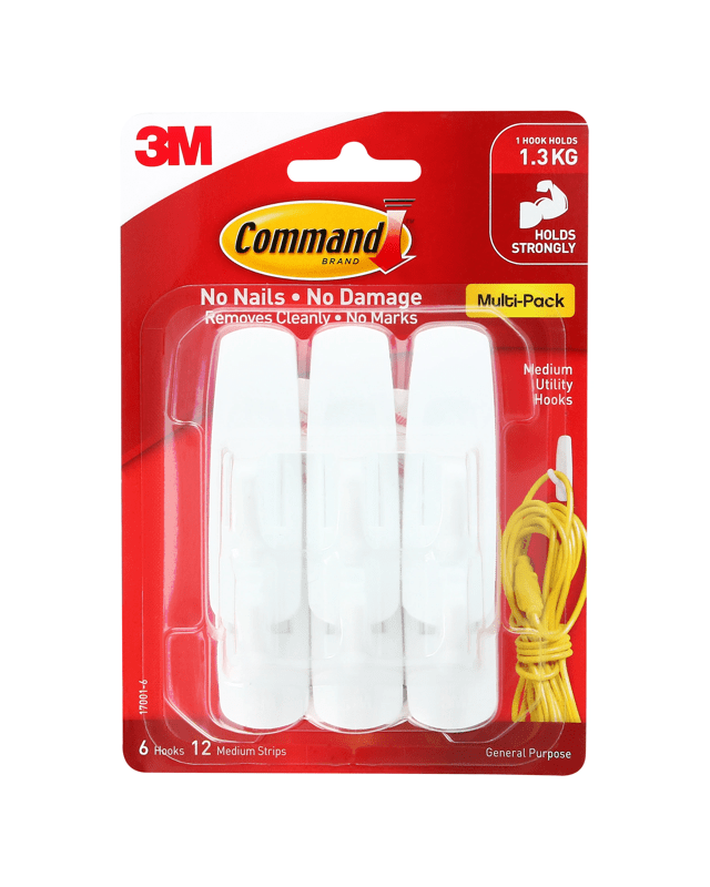 6 Pack 3M Command Mounting Hooks - Me
