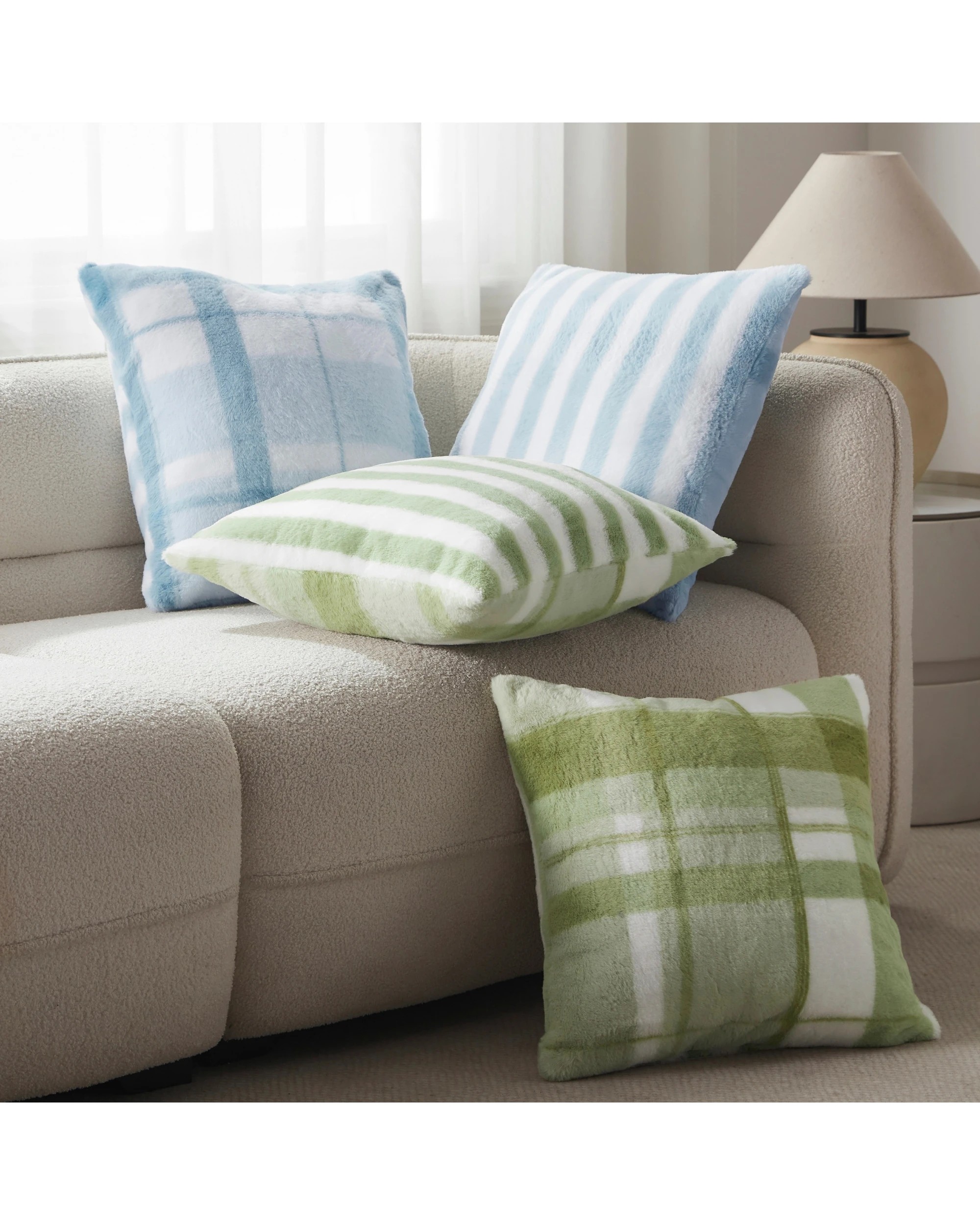 7 Dreamaker Wynter Reversible Faux Fur Cushion 50x50cm - Blue, 7 of 8