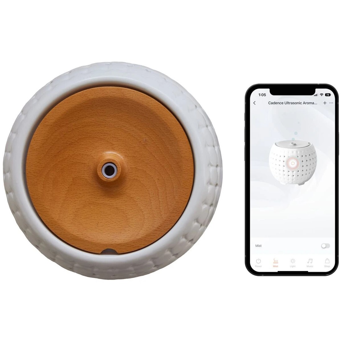 2 Homedics Ellia Cadence Ultrasonic WiFi Diffuser -White, 2 of 5