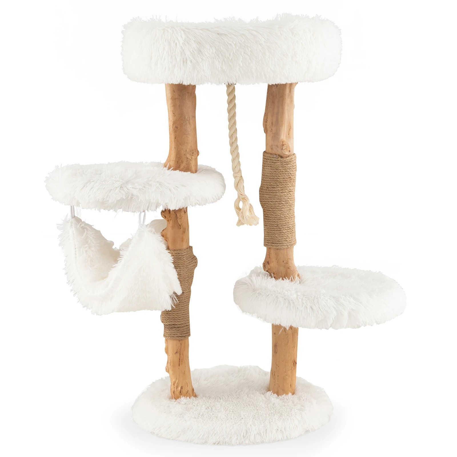 1 Costway 87cm Solid Wood Cat Tower w/Hammock Cat Activity Center, 1 of 6