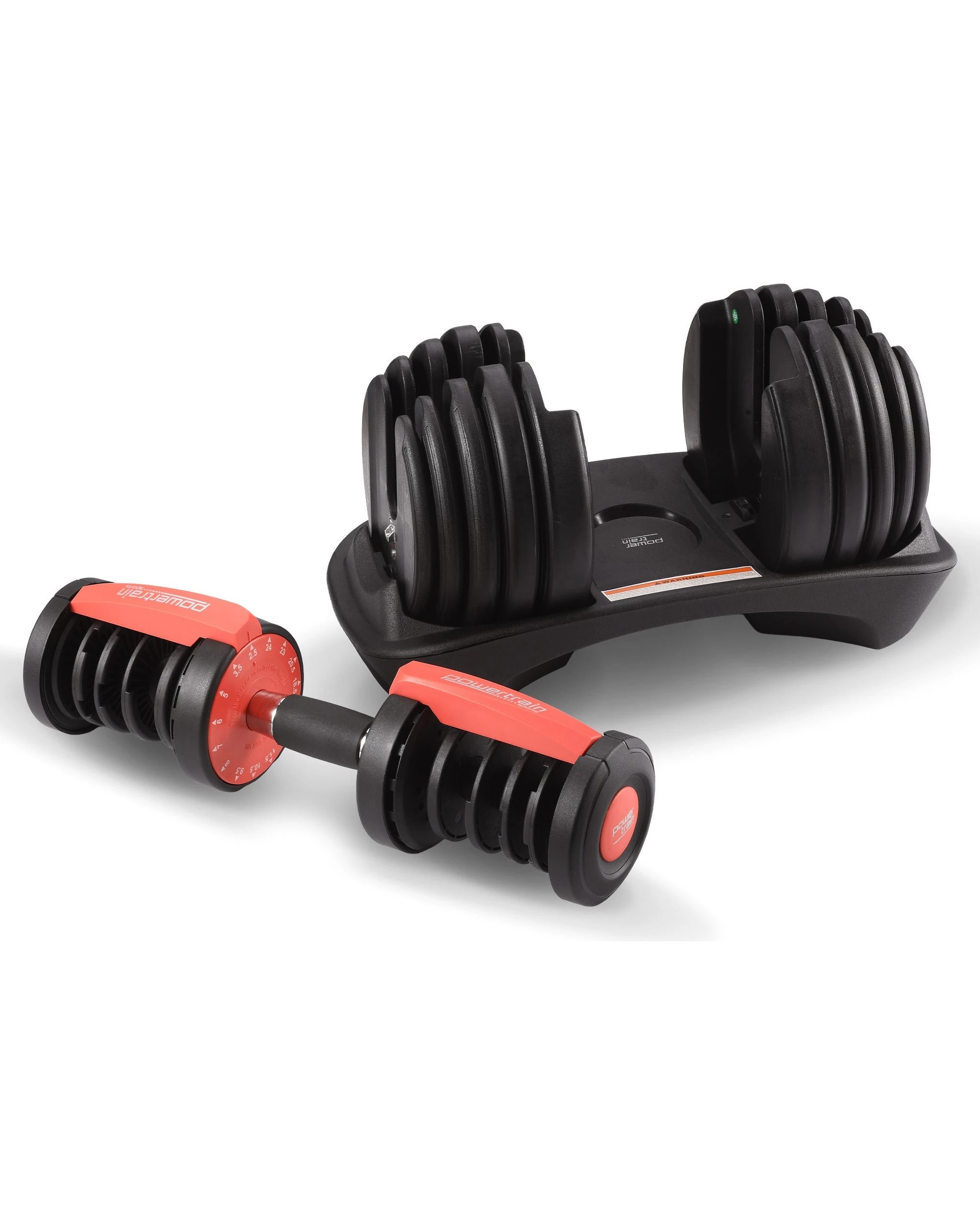 5 Powertrain 24kg Adjustable Dumbbells 15-in-1 Home Gym Weights Red, 5 of 7