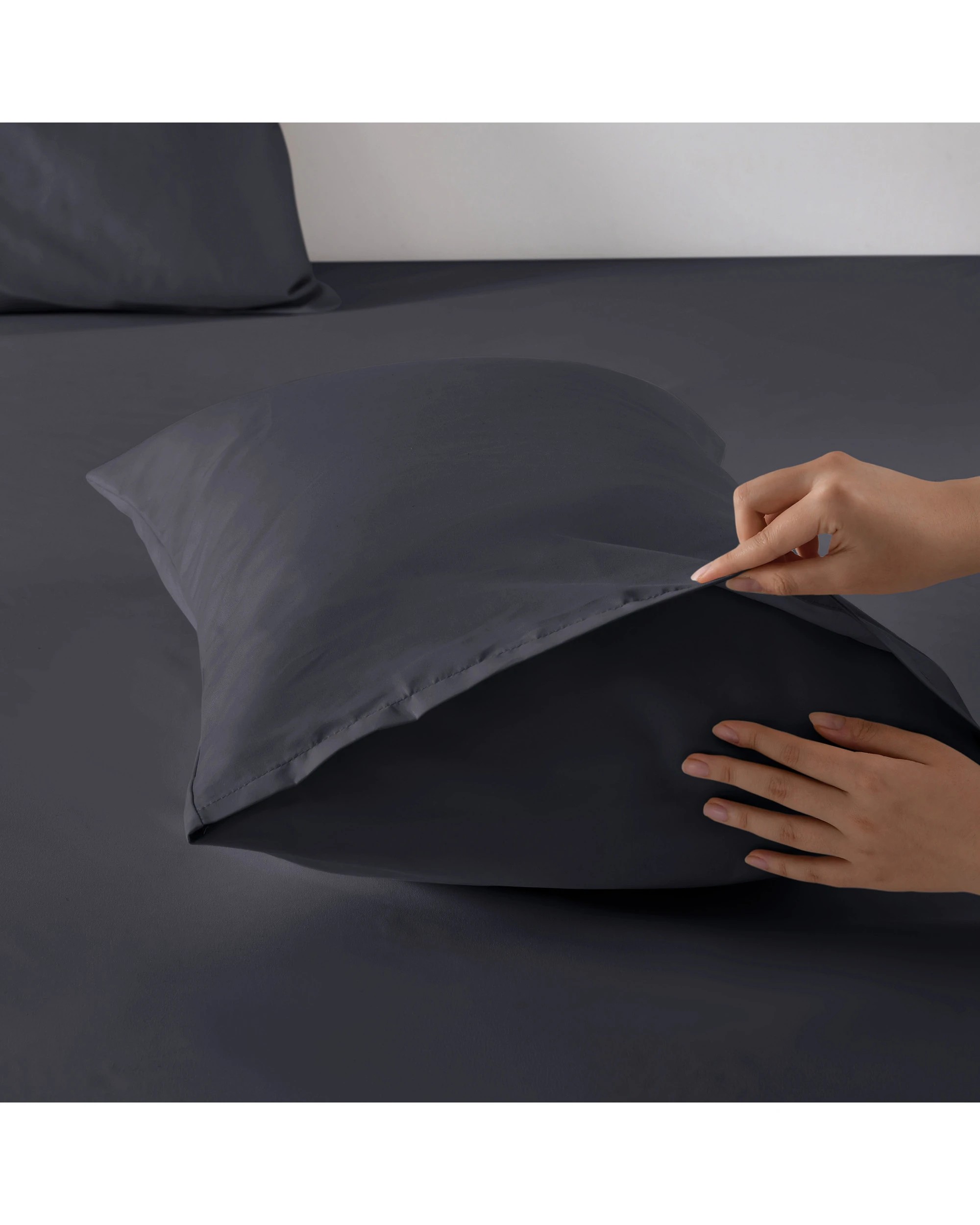 4 Dreamaker 1500TC Cotton Rich Sateen Quilt Cover Set - Single Bed - Charcoal, 4 of 6