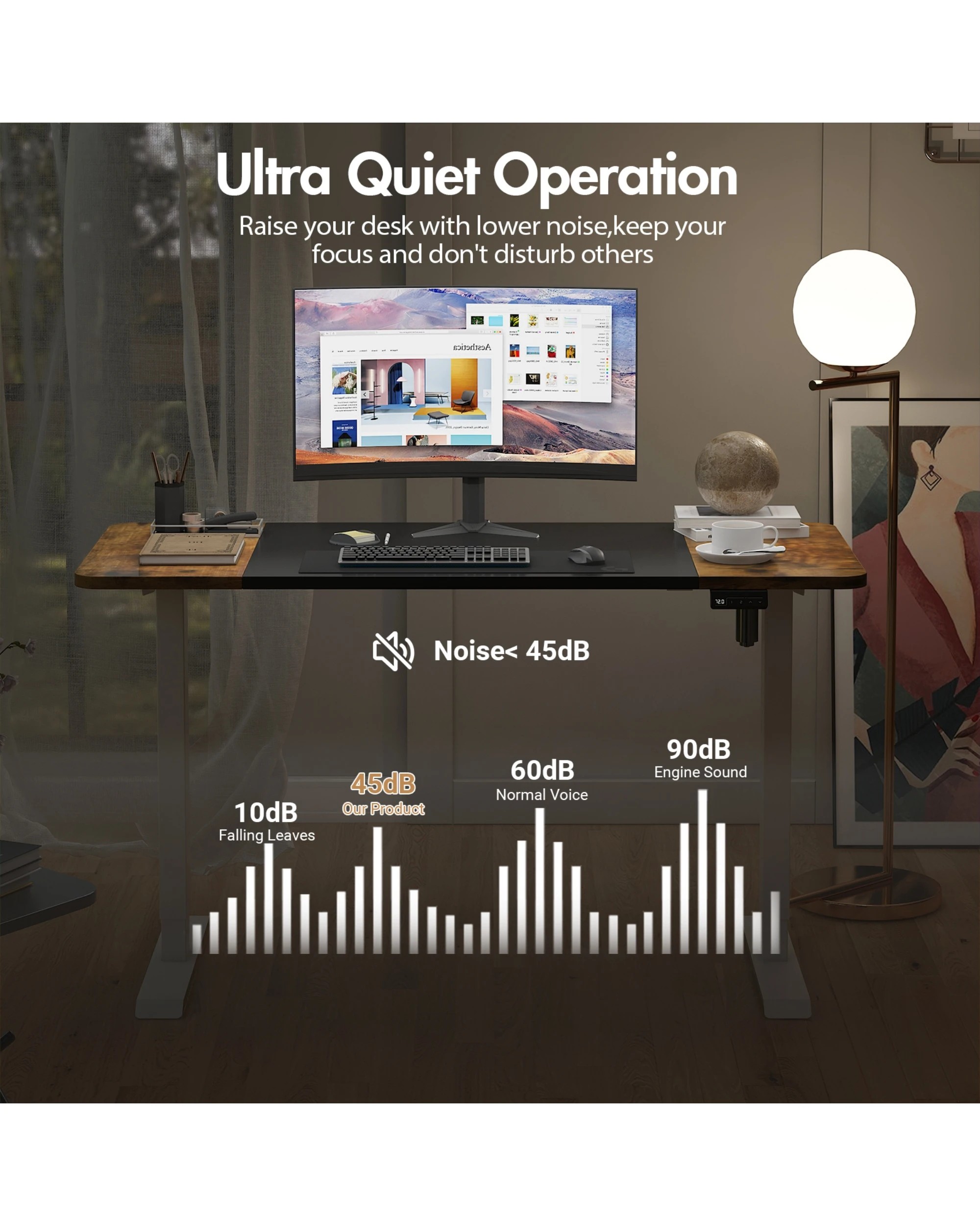 2 Advwin Electric Standing Desk Adjustable Height Ergonomic - Brown, 2 of 3