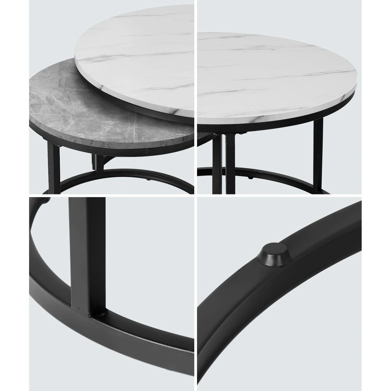 4 Oikiture Set Of 2 Coffee Table Round Nesting Side End Table
 - Multi, 4 of 10