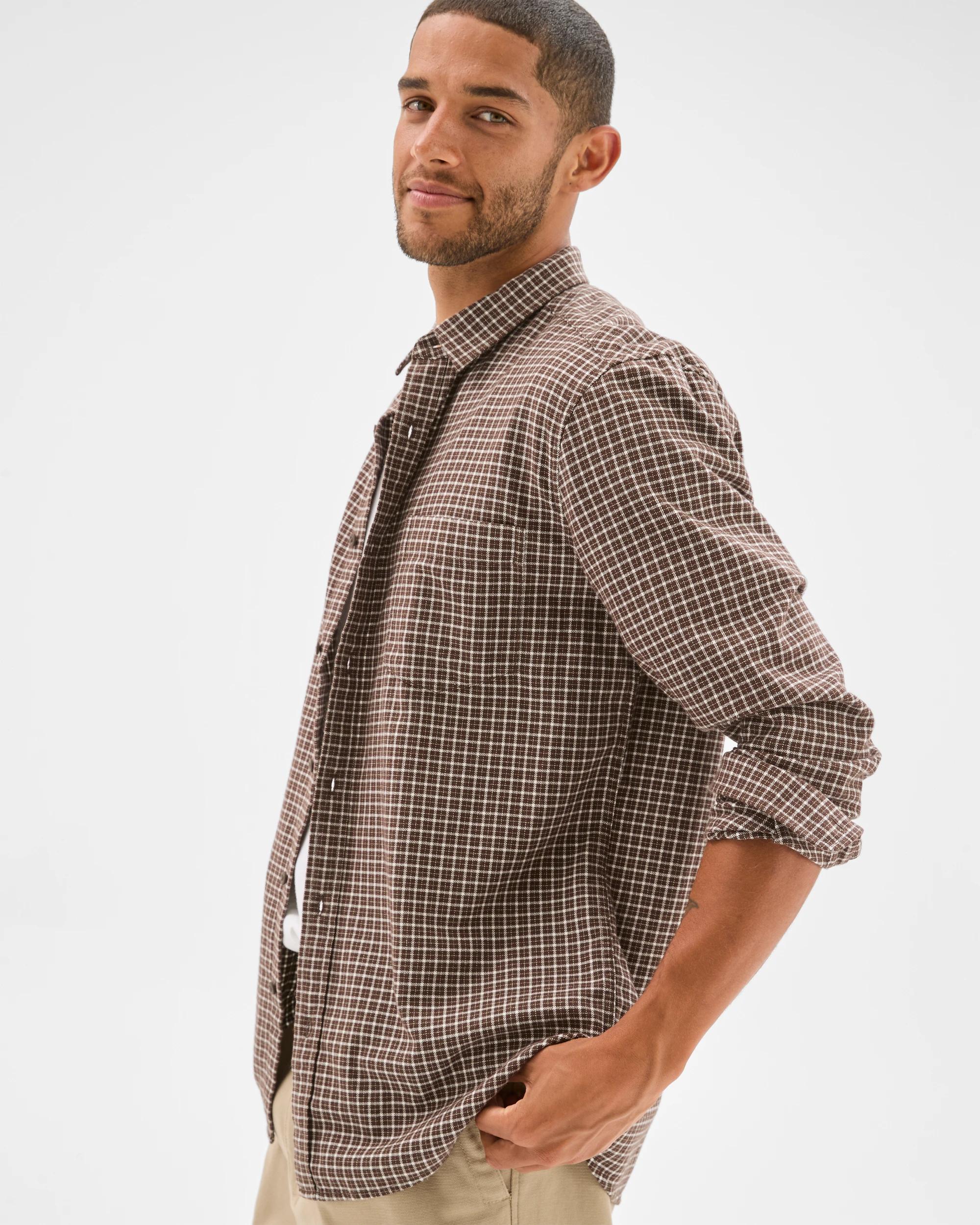 3 Target Australian Cotton Long Sleeve Flannelette Shirt DARK BROWN, 3 of 7