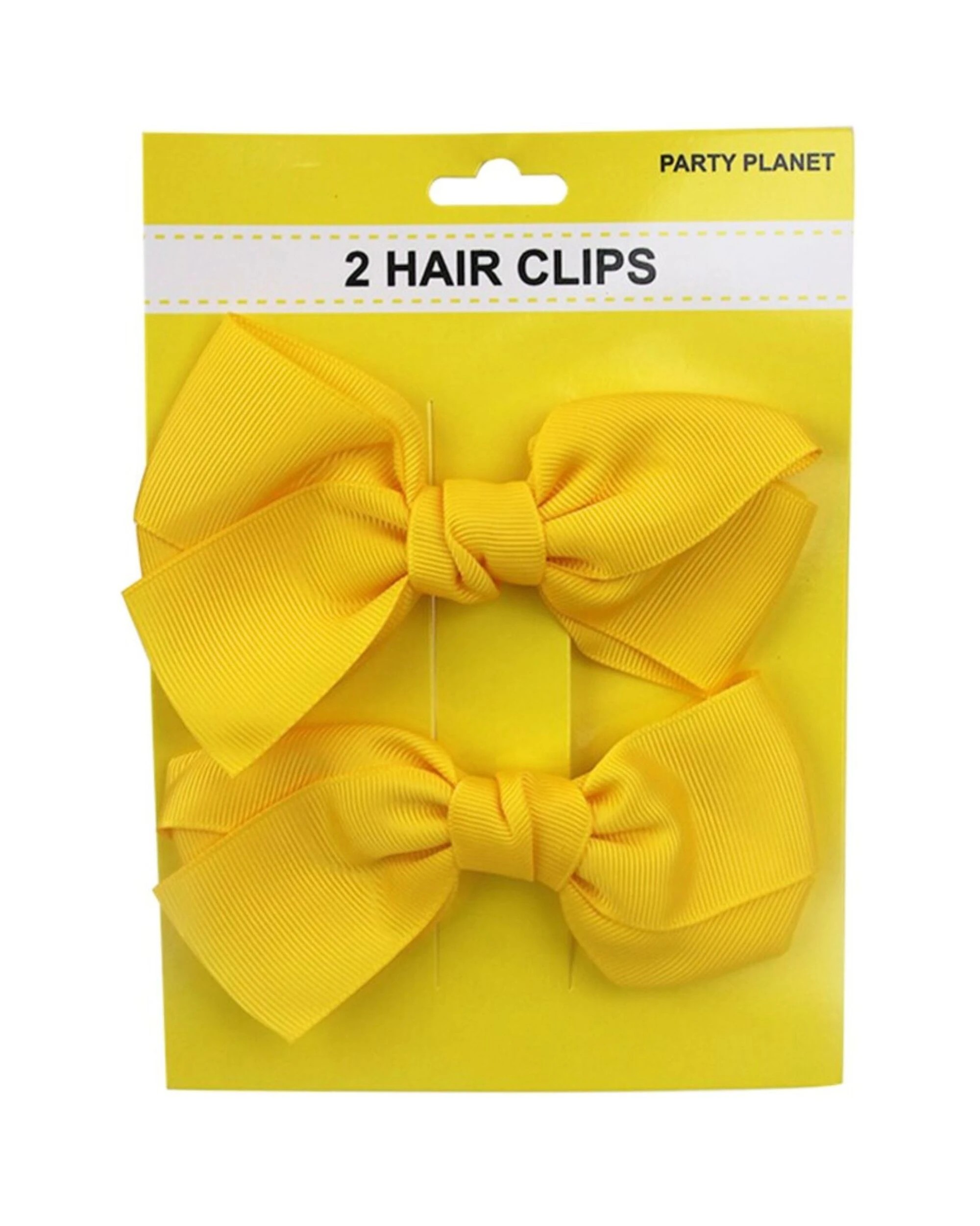 3 Party Planet Ribbon Bow Hair Clips Pack of 2 - Yellow, 3 of 3