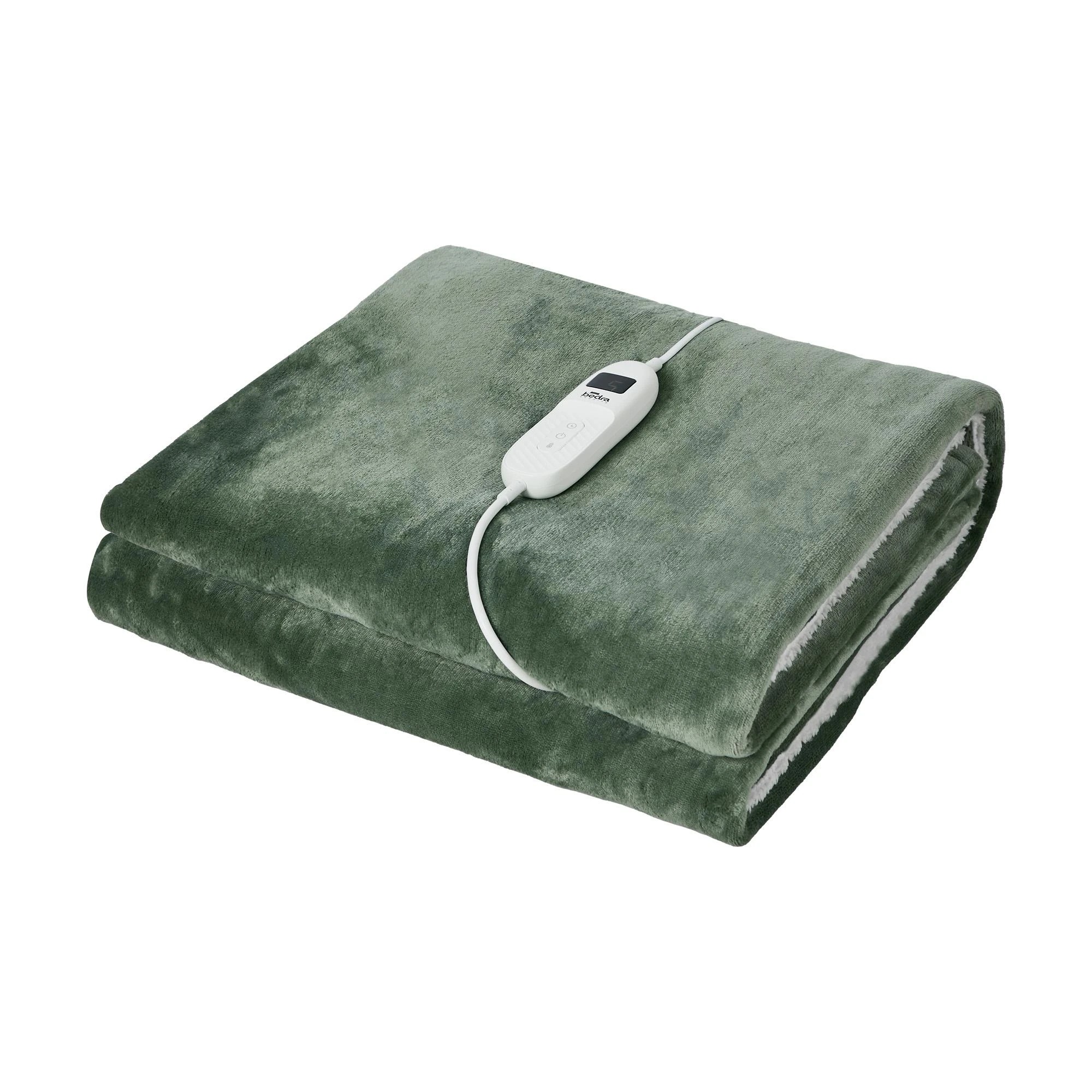 2 Bedra Bedding Electric Throw Rug Dual Side Heated Blanket Flannel&Sherpa - Single Bed - Green, 2 of 9