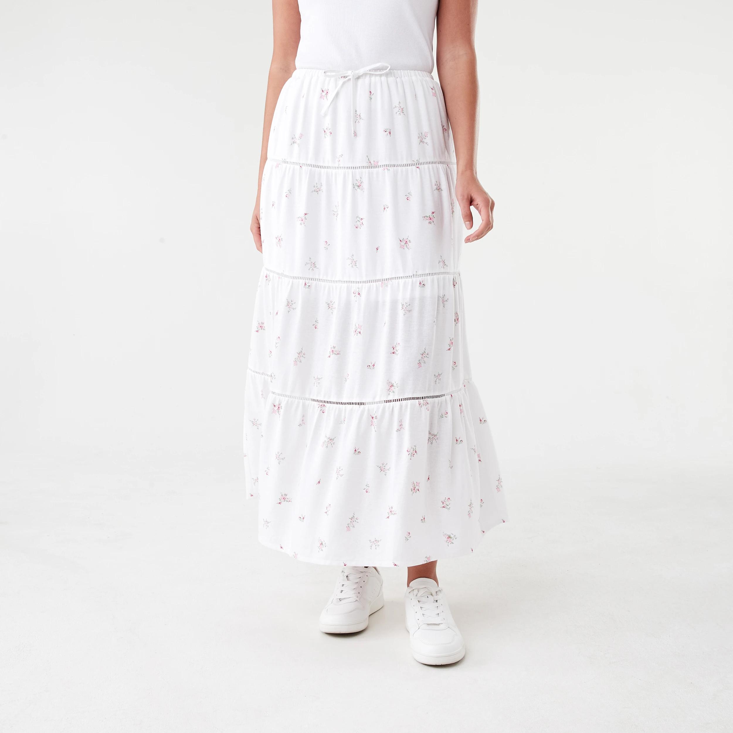 1 Tiered Trim Maxi Skirt Dty Roses, 1 of 5