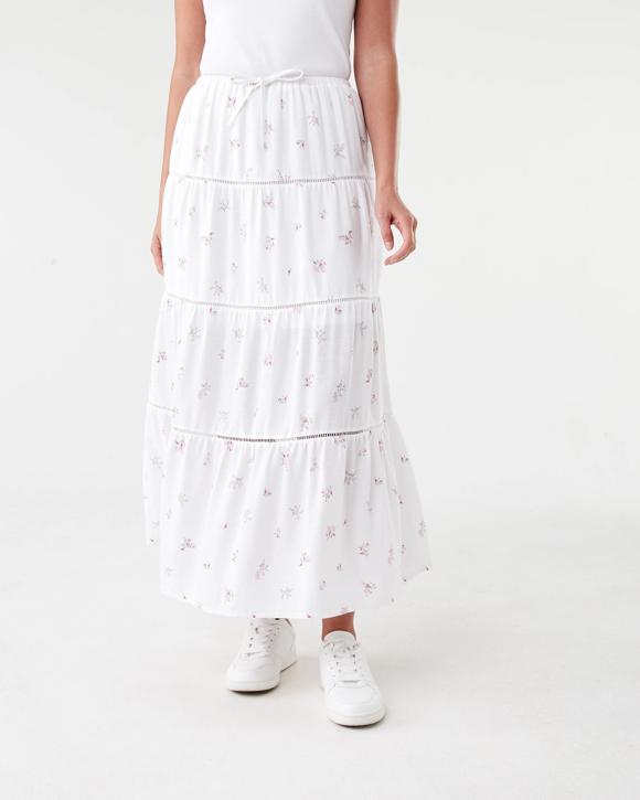 Tiered Trim Maxi Skirt