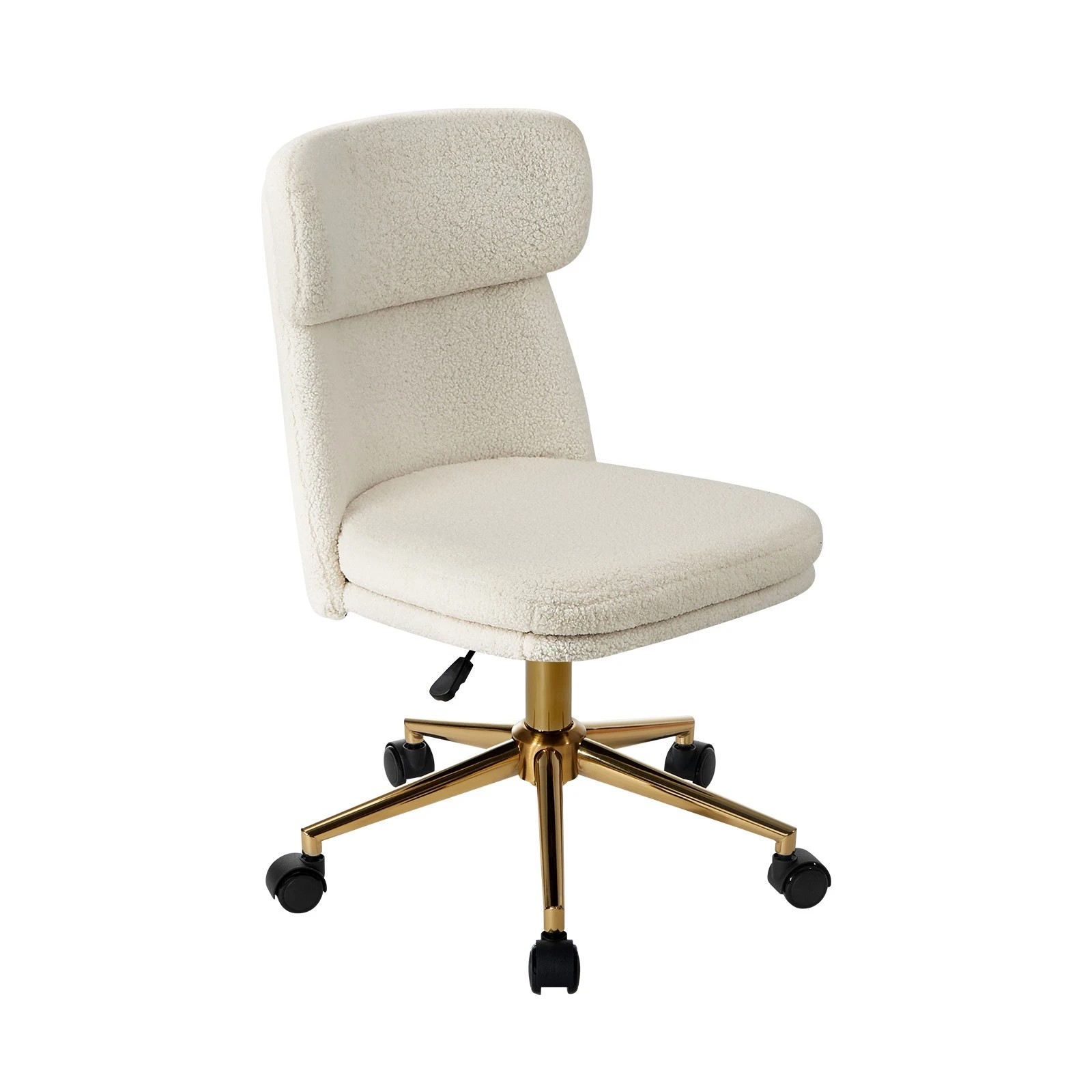 1 Oikiture Armless Office Chair Mid Back Computer Desk Chair Wheels Fabric - White, 1 of 7