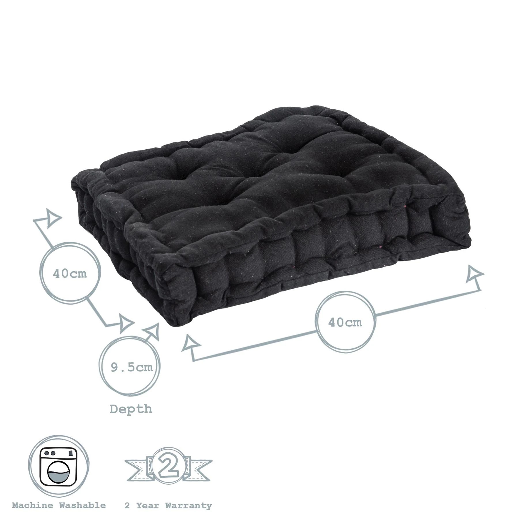 3 Nicola Spring Garden Chair Seat Cushions - 40cm x 40cm - Pack of 6 - Black, 3 of 7