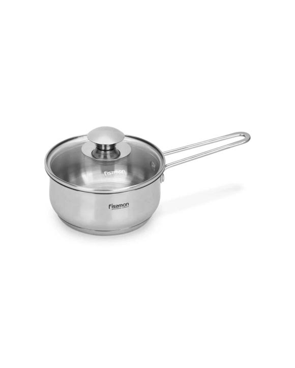 Fissman Gulliver Saucepan With Glass Lid Stainless Steel 0.9L Cookware - Silver