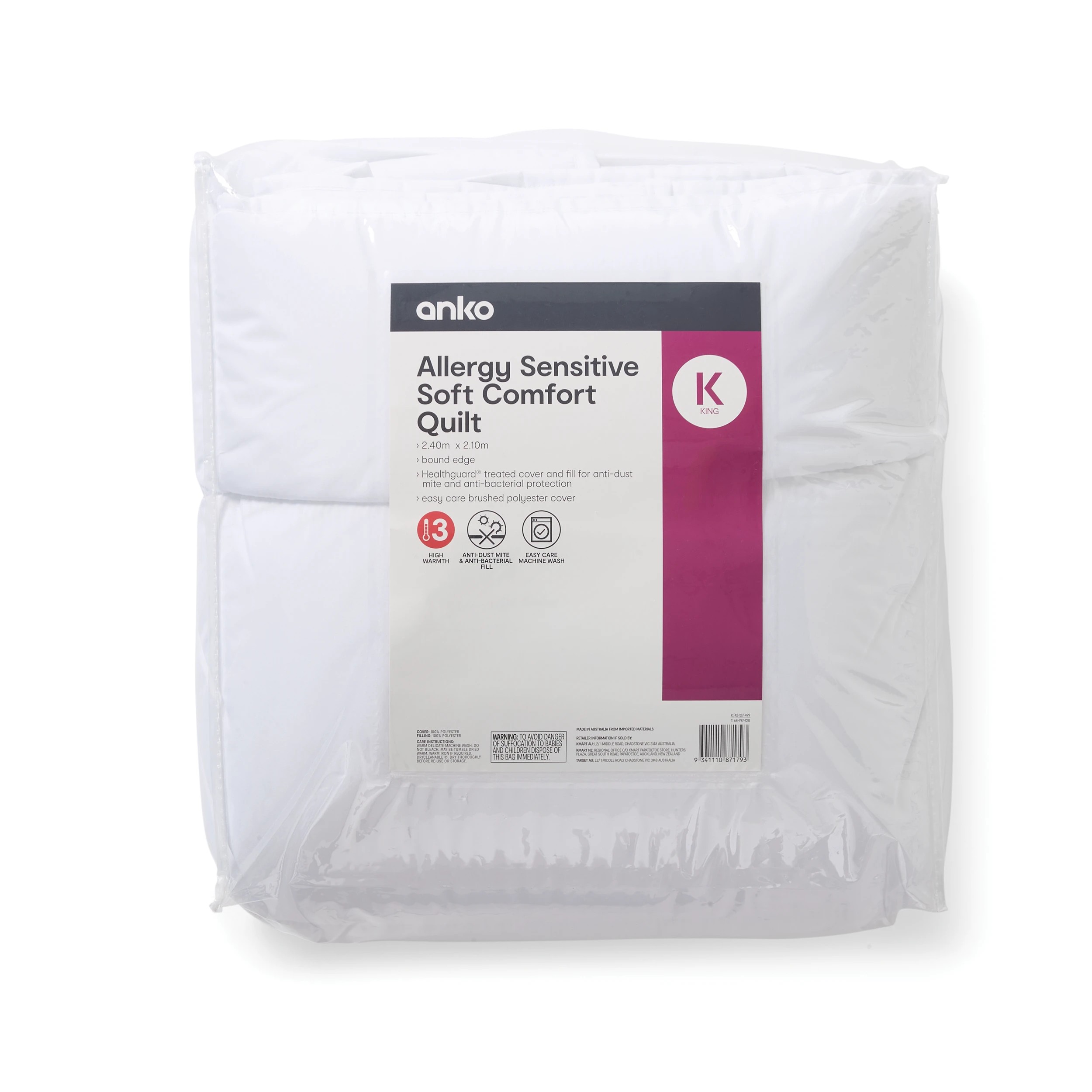 1 High Warmth Allergy Sensitive Soft Comfort Quilt - King Bed, White, 1 of 6